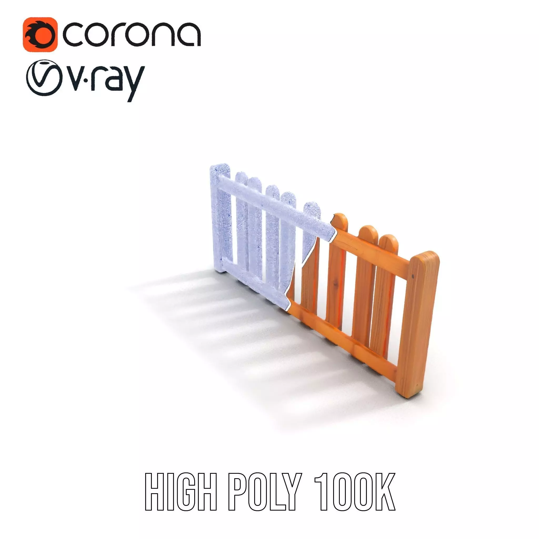 Natural Wooden Fence model pack Low-poly 3D model_31