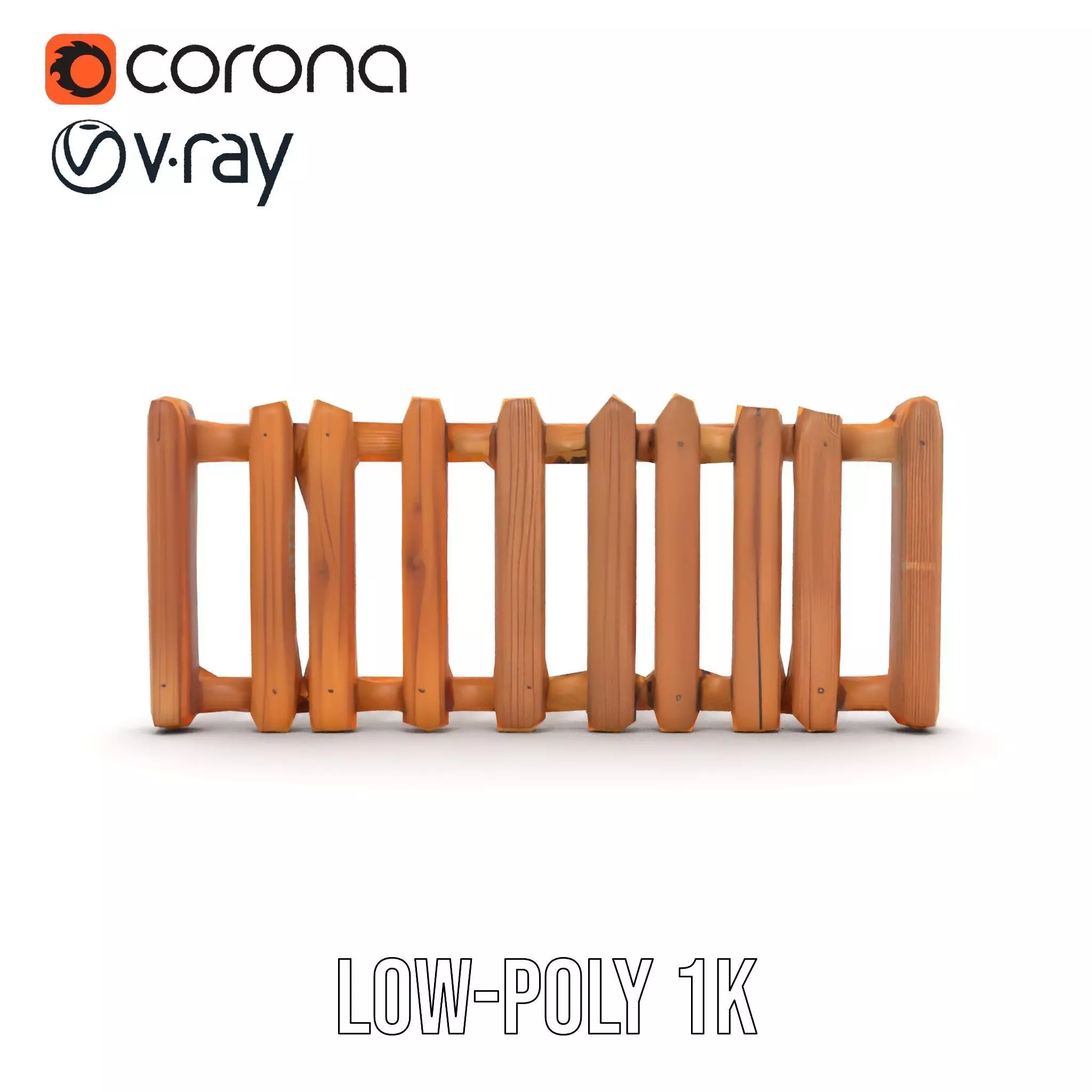 Natural Wooden Fence model pack Low-poly 3D model_14