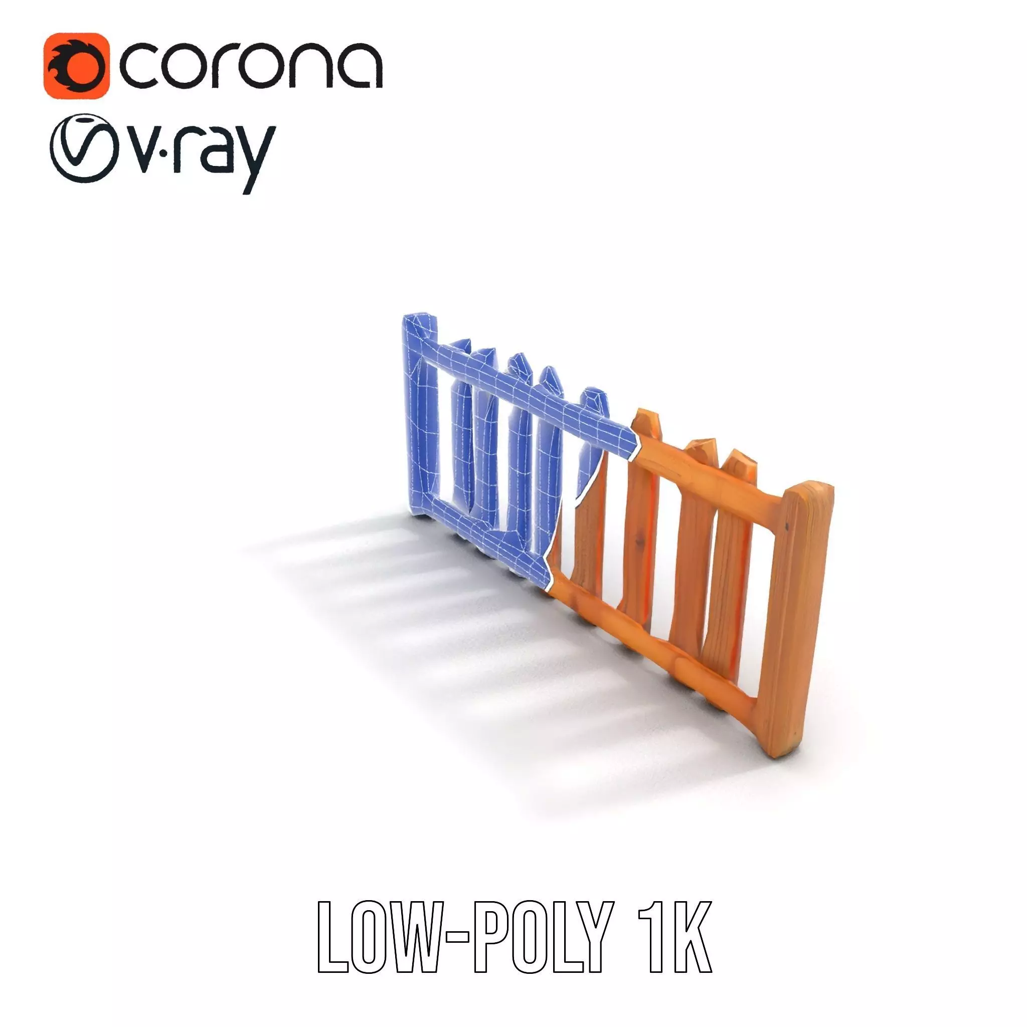 Natural Wooden Fence model pack Low-poly 3D model_17