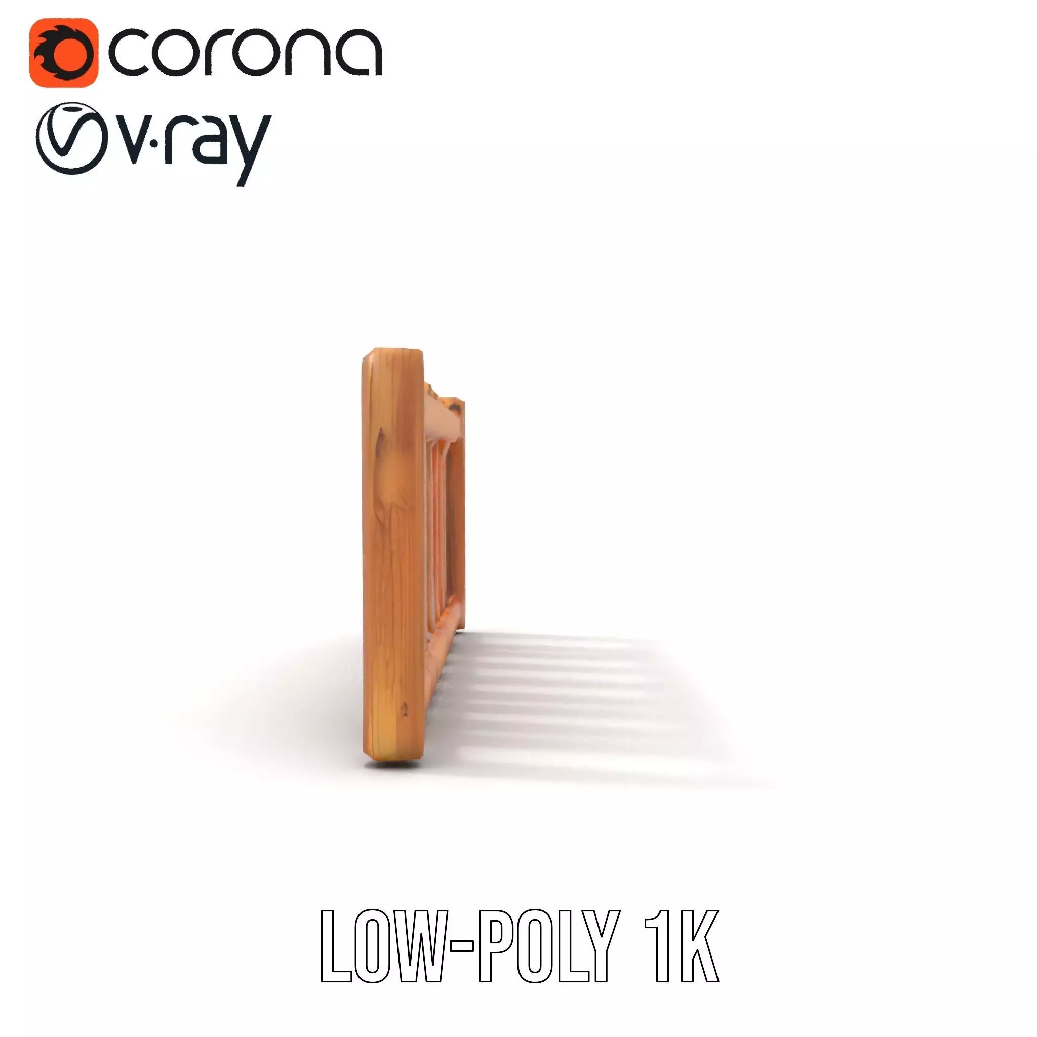 Natural Wooden Fence model pack Low-poly 3D model_21