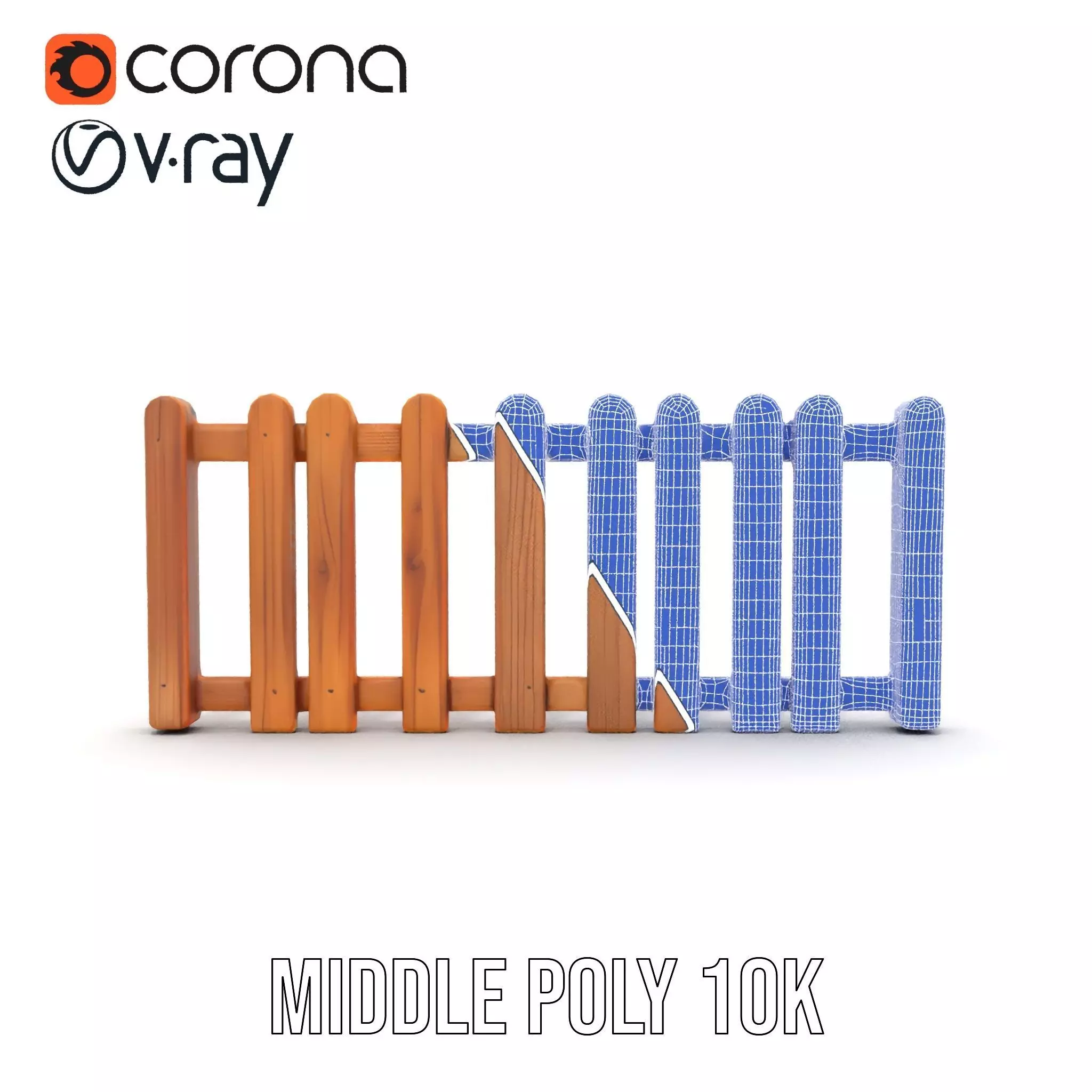 Natural Wooden Fence model pack Low-poly 3D model_20