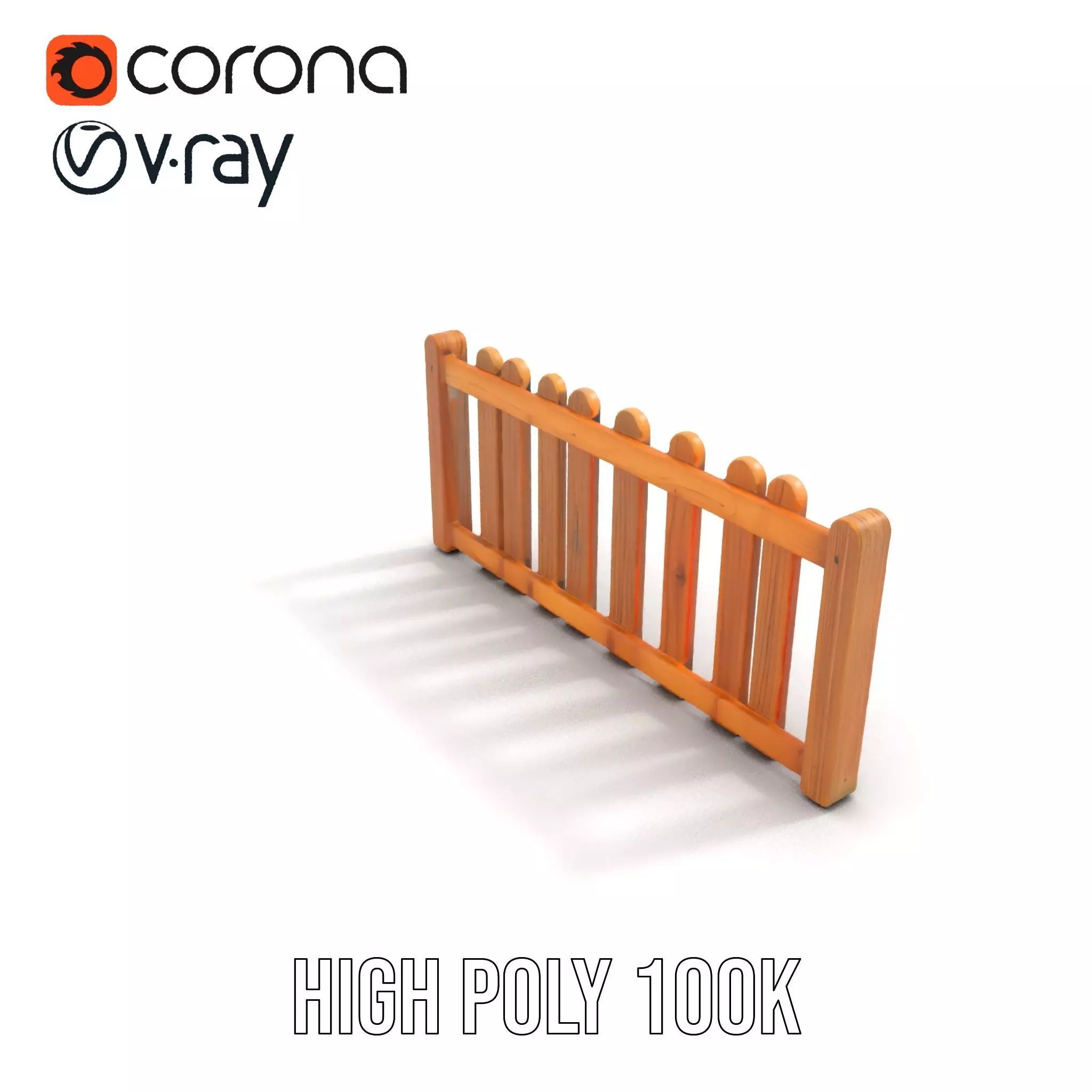 Natural Wooden Fence model pack Low-poly 3D model_15