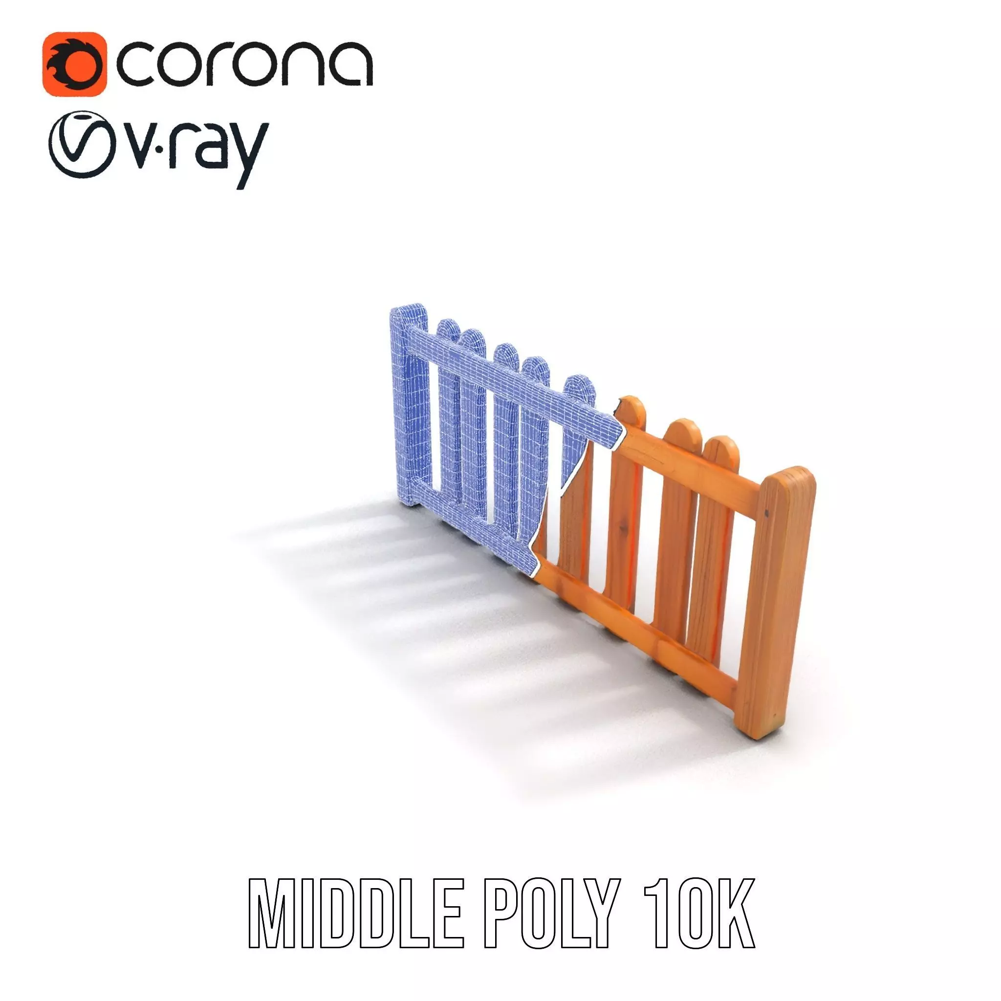 Natural Wooden Fence model pack Low-poly 3D model_16