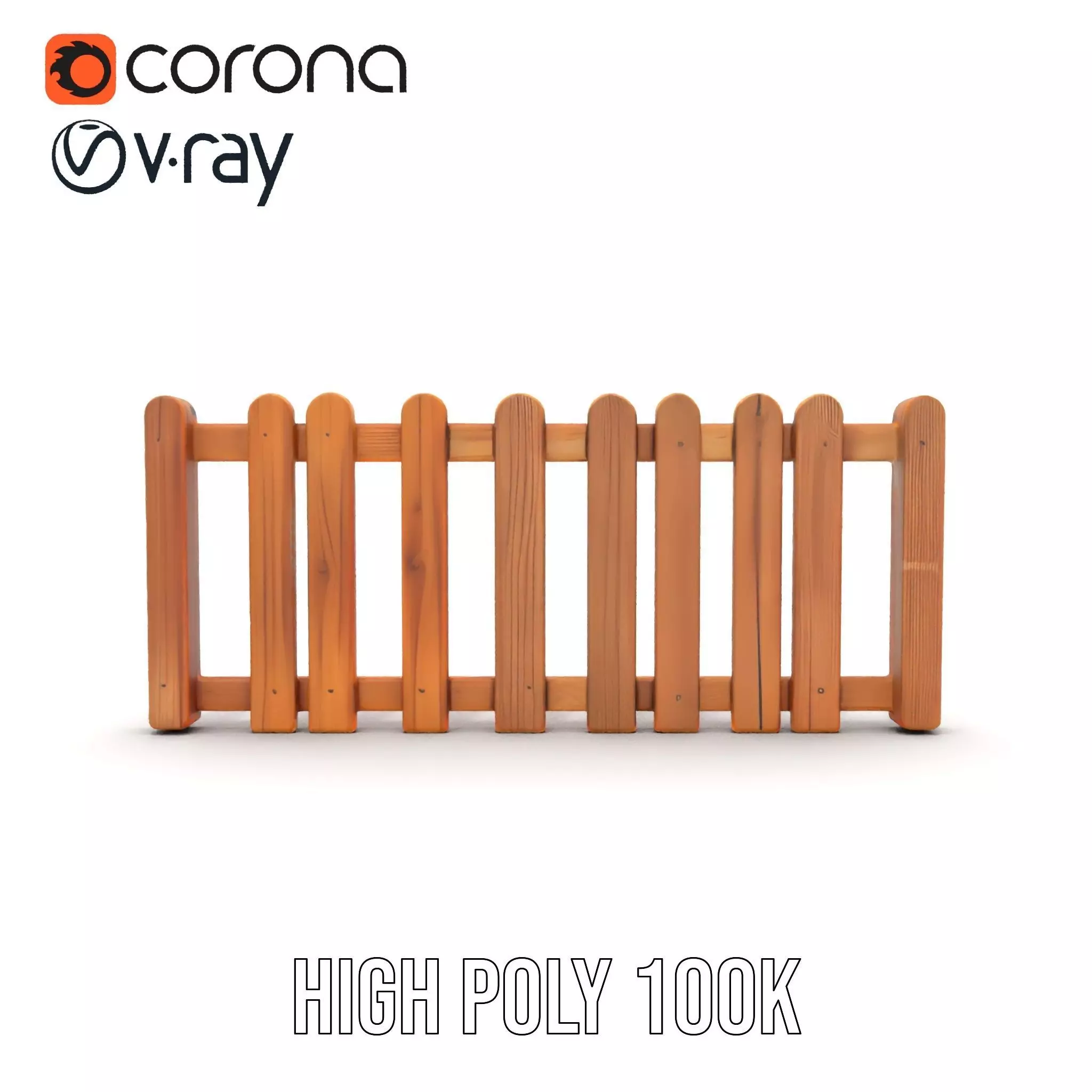 Natural Wooden Fence model pack Low-poly 3D model_25