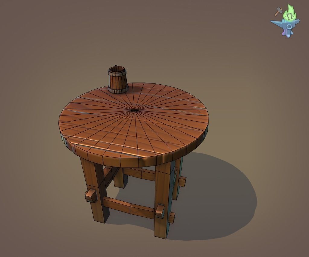 Tavern Barrel set Low-poly 3D model_3