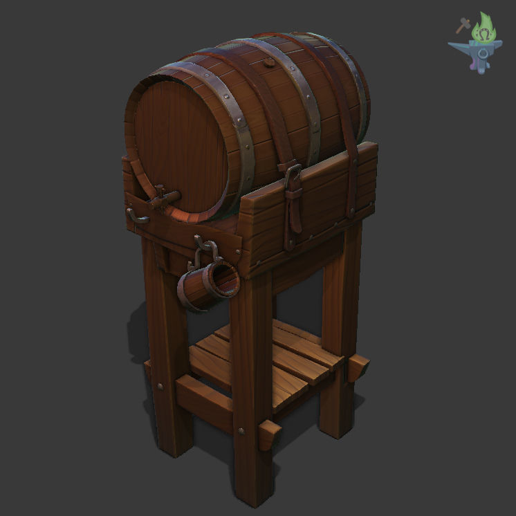 Tavern Barrel set Low-poly 3D model_8