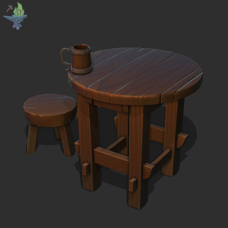 Tavern Barrel set Low-poly 3D model_5