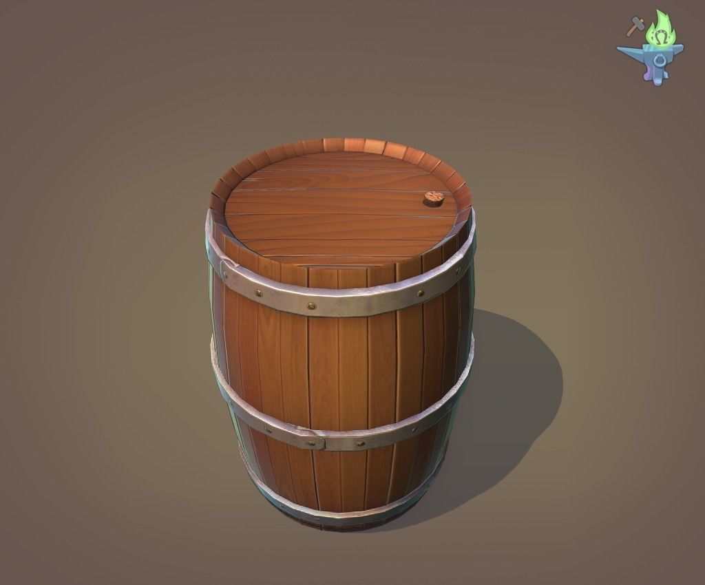 Tavern Barrel set Low-poly 3D model_1