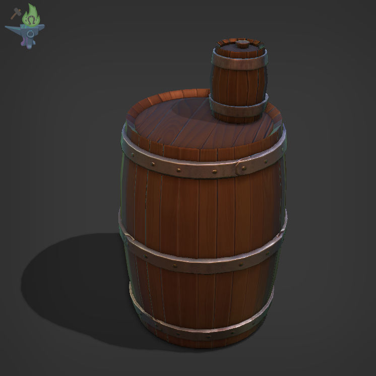 Tavern Barrel set Low-poly 3D model_7
