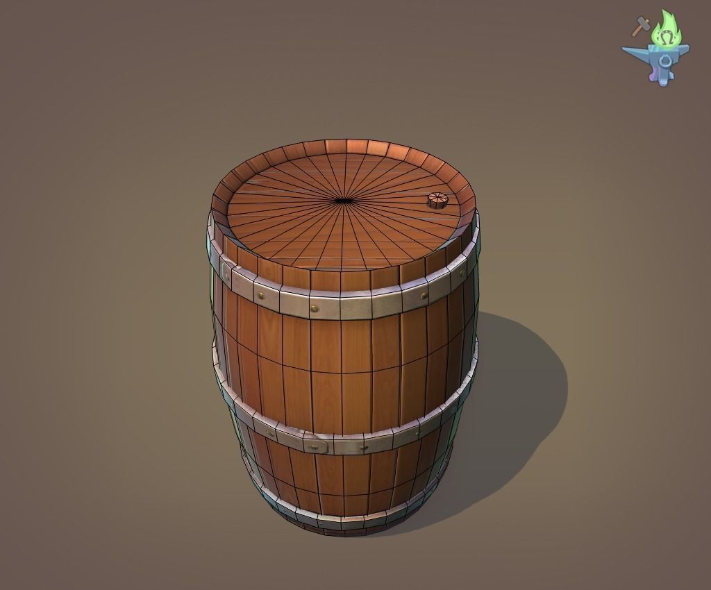 Tavern Barrel set Low-poly 3D model_2