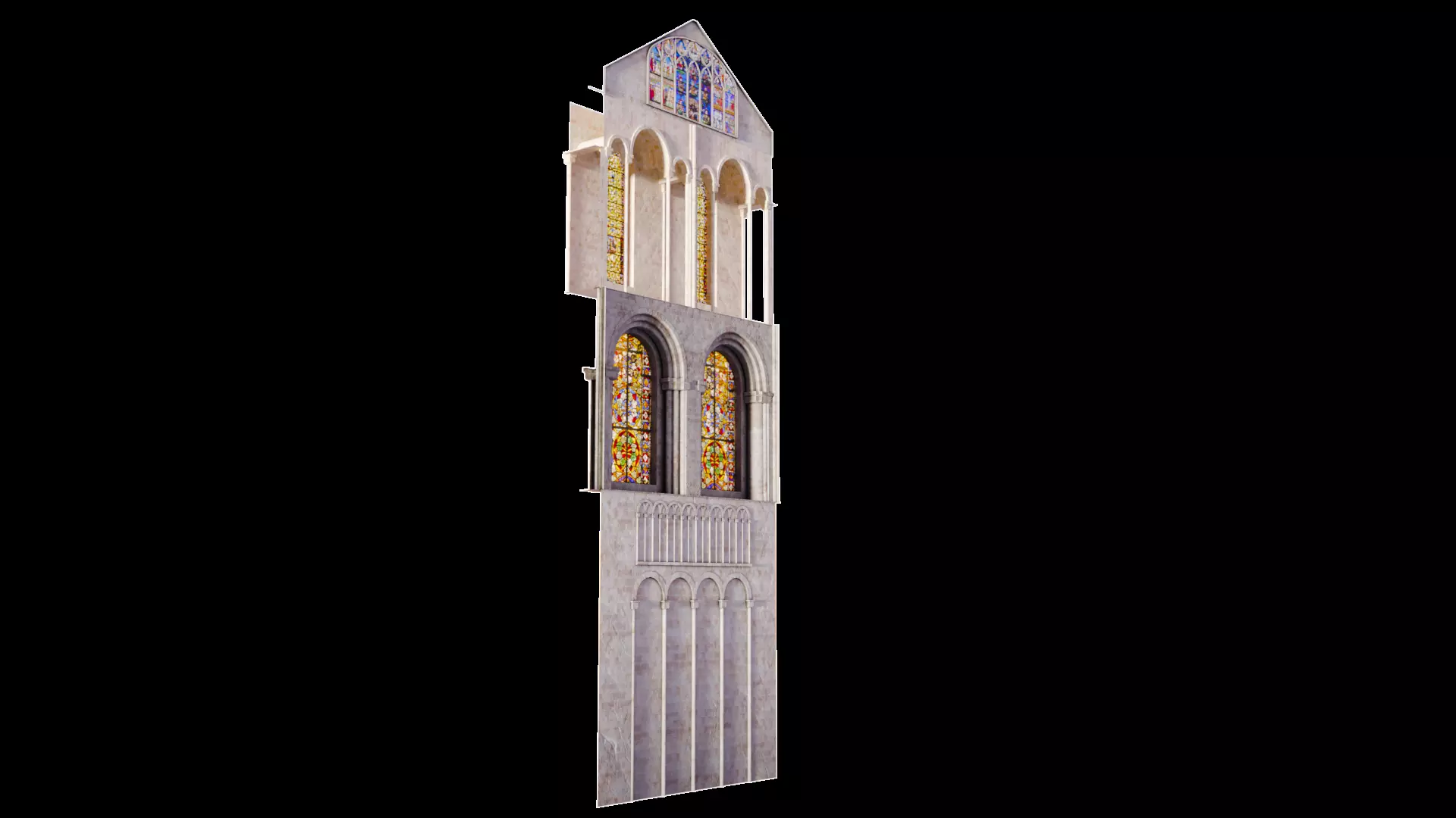 Cathedral Transept Stained Glass Wall - ONLY Low-poly 3D model_2
