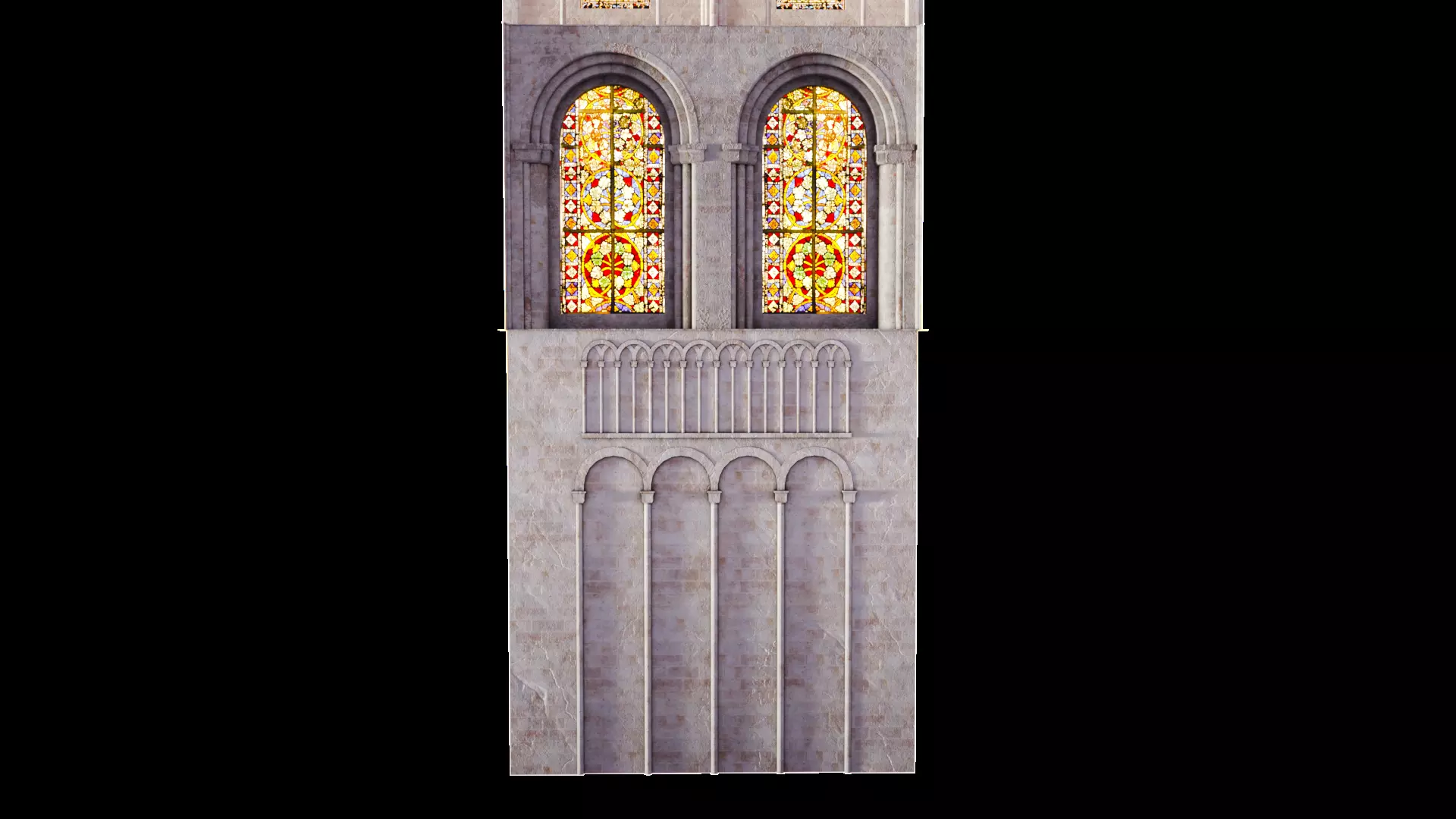 Cathedral Transept Stained Glass Wall - ONLY Low-poly 3D model_12