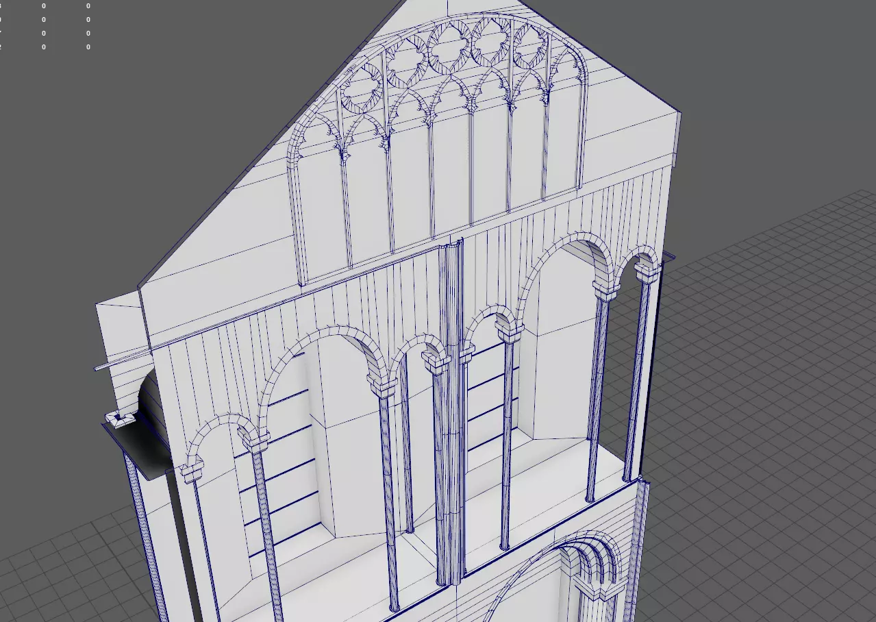 Cathedral Transept Stained Glass Wall - ONLY Low-poly 3D model_3