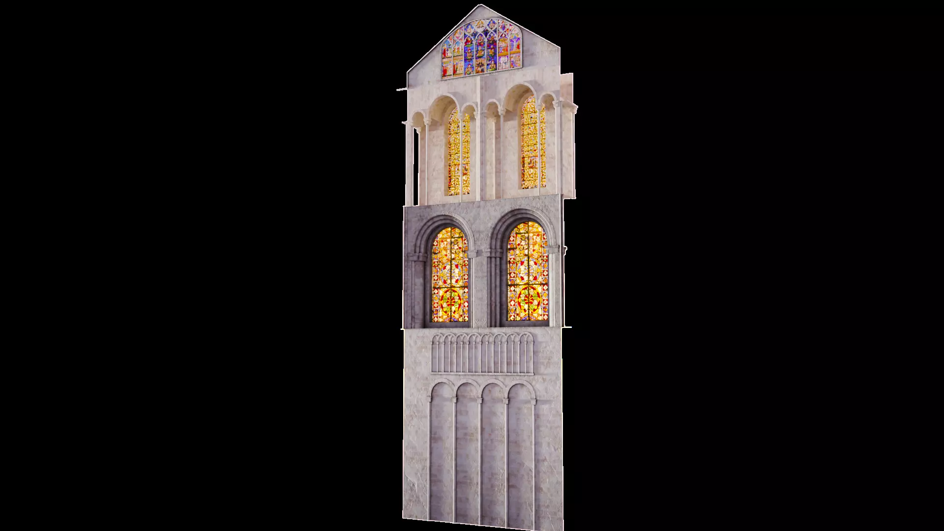 Cathedral Transept Stained Glass Wall - ONLY Low-poly 3D model_0