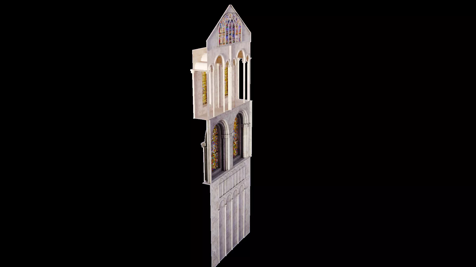Cathedral Transept Stained Glass Wall - ONLY Low-poly 3D model_7