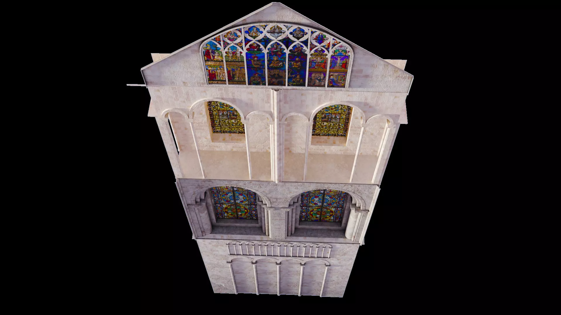 Cathedral Transept Stained Glass Wall - ONLY Low-poly 3D model_8