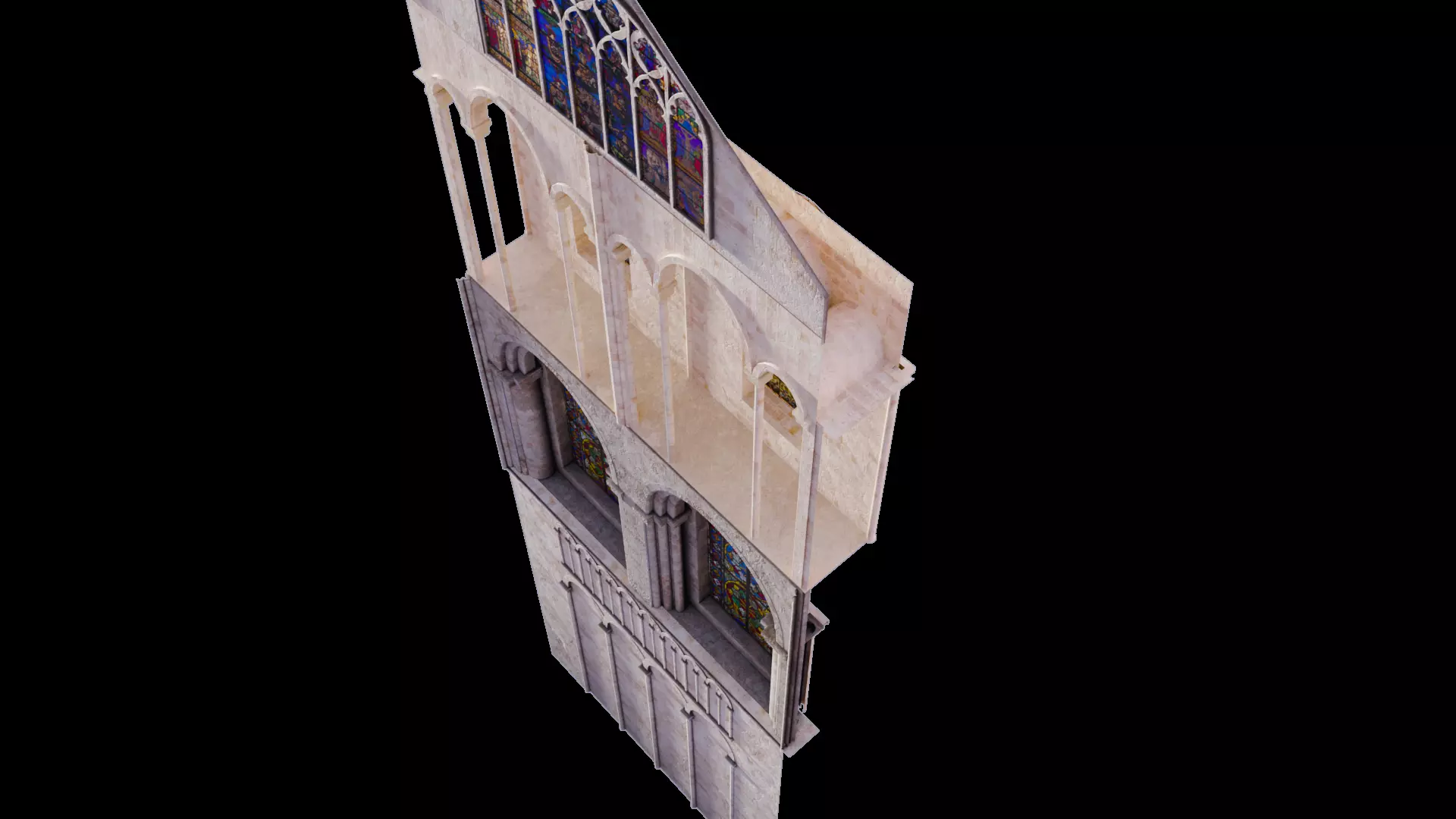 Cathedral Transept Stained Glass Wall - ONLY Low-poly 3D model_9