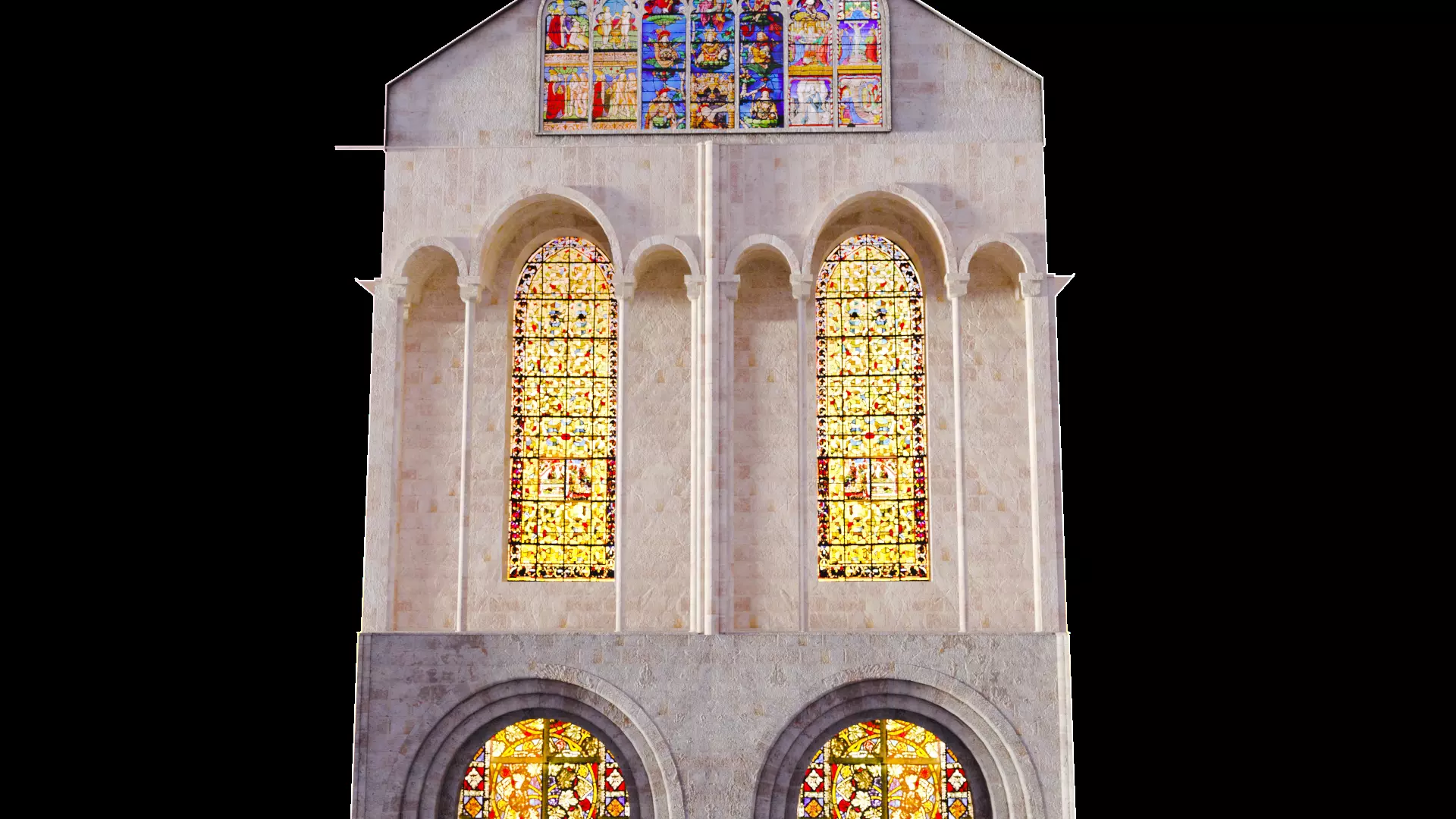 Cathedral Transept Stained Glass Wall - ONLY Low-poly 3D model_11