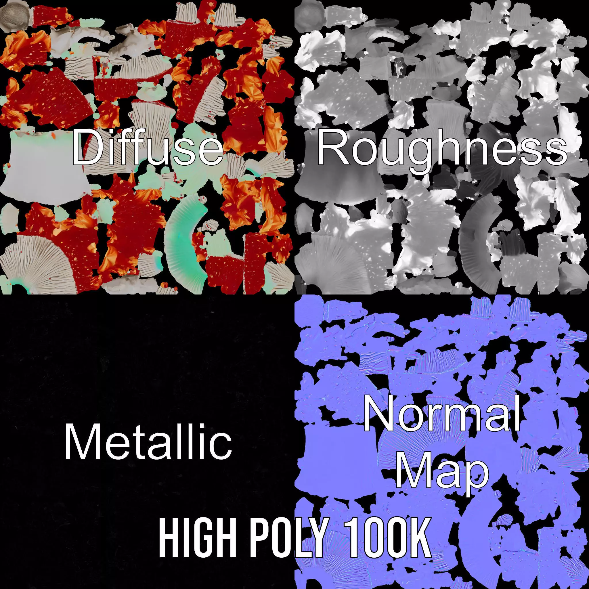 Vibrant Mushroom Cap model pack Low-poly 3D model_3