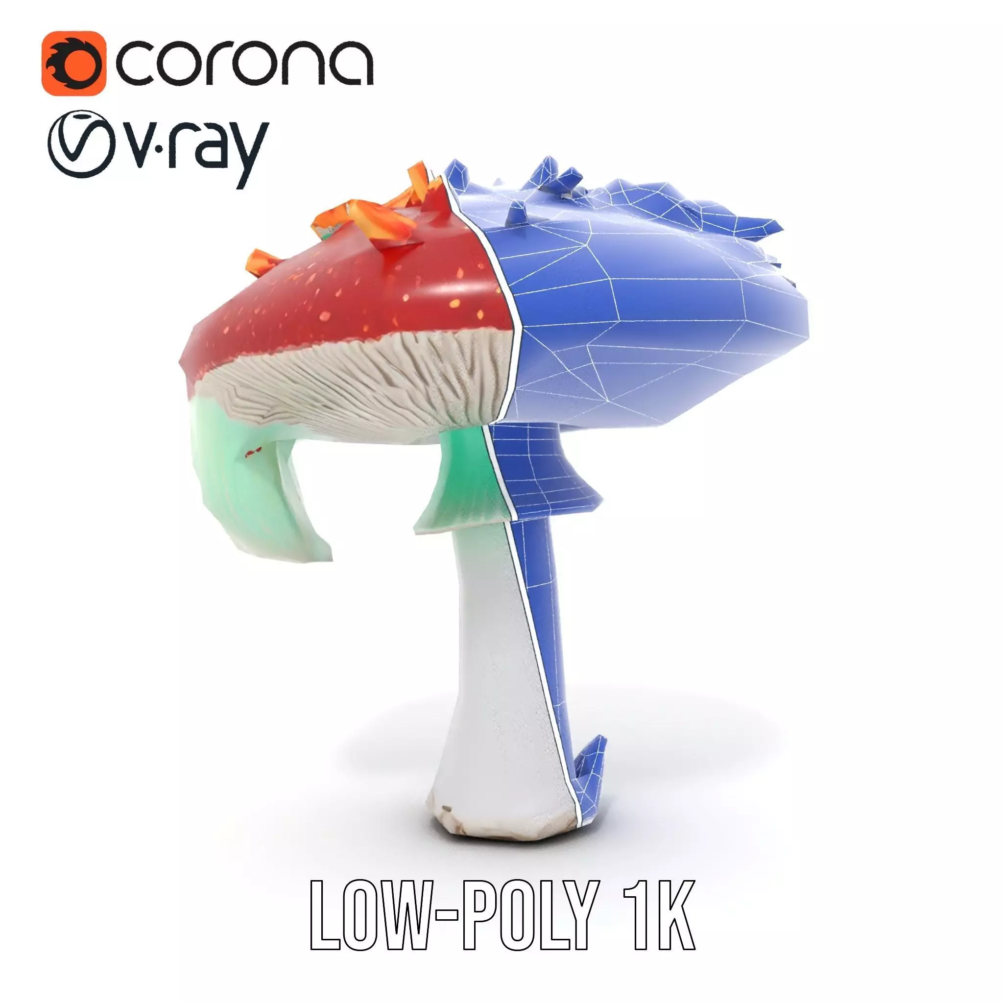 Vibrant Mushroom Cap model pack Low-poly 3D model_22