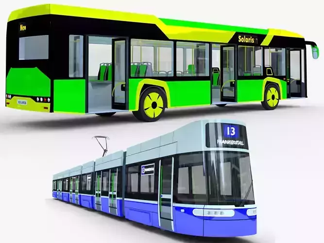 Solaris Urbino and Alstom Flexity 3D Model Collection