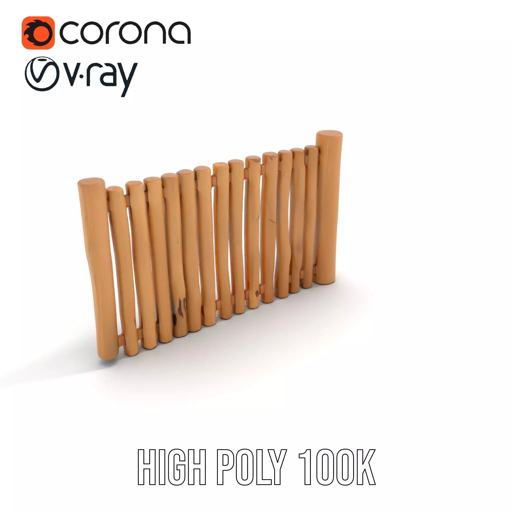 Rustic Wooden Fence model pack Low-poly 3D model_28