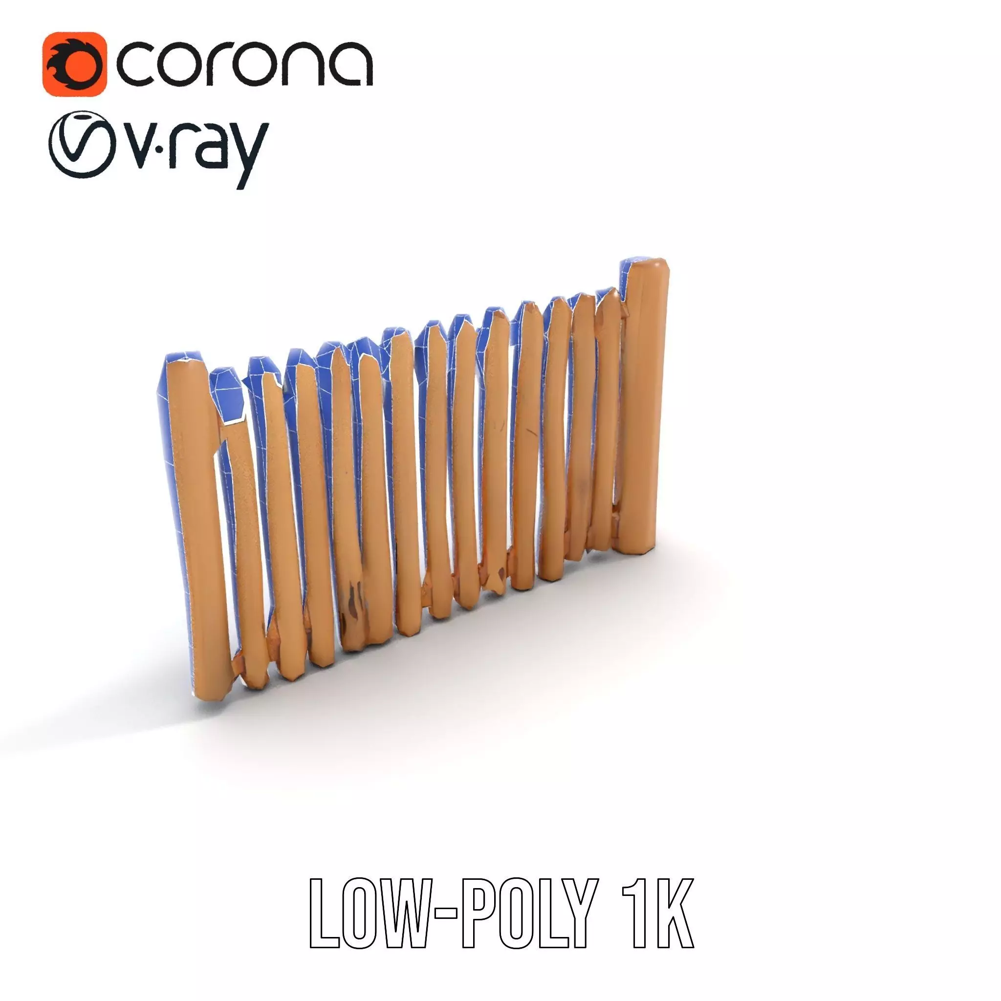 Rustic Wooden Fence model pack Low-poly 3D model_21