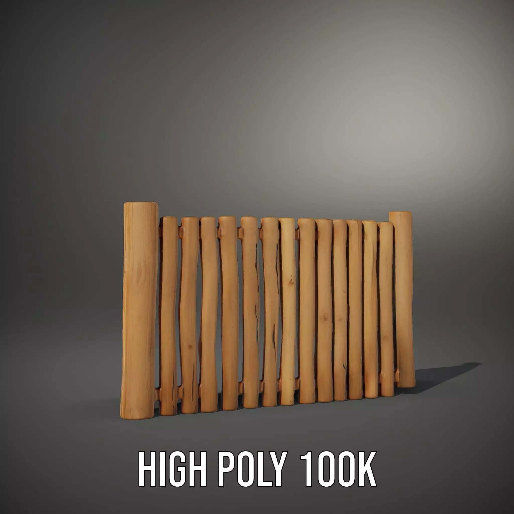 Rustic Wooden Fence model pack Low-poly 3D model_10