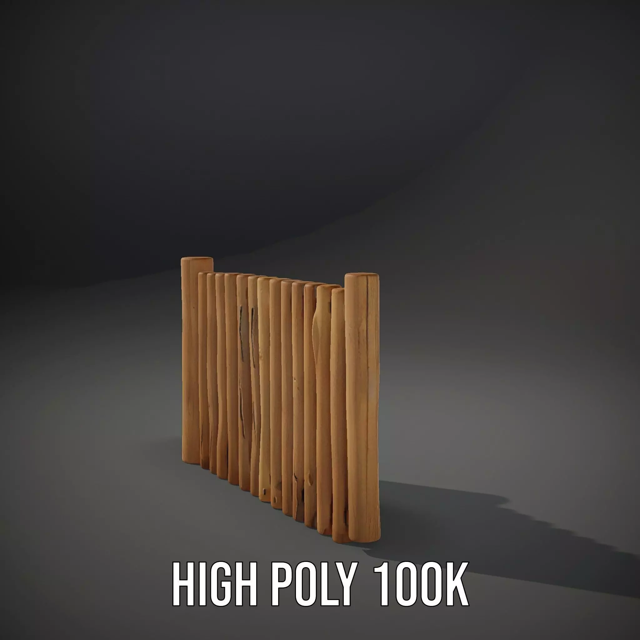 Rustic Wooden Fence model pack Low-poly 3D model_8