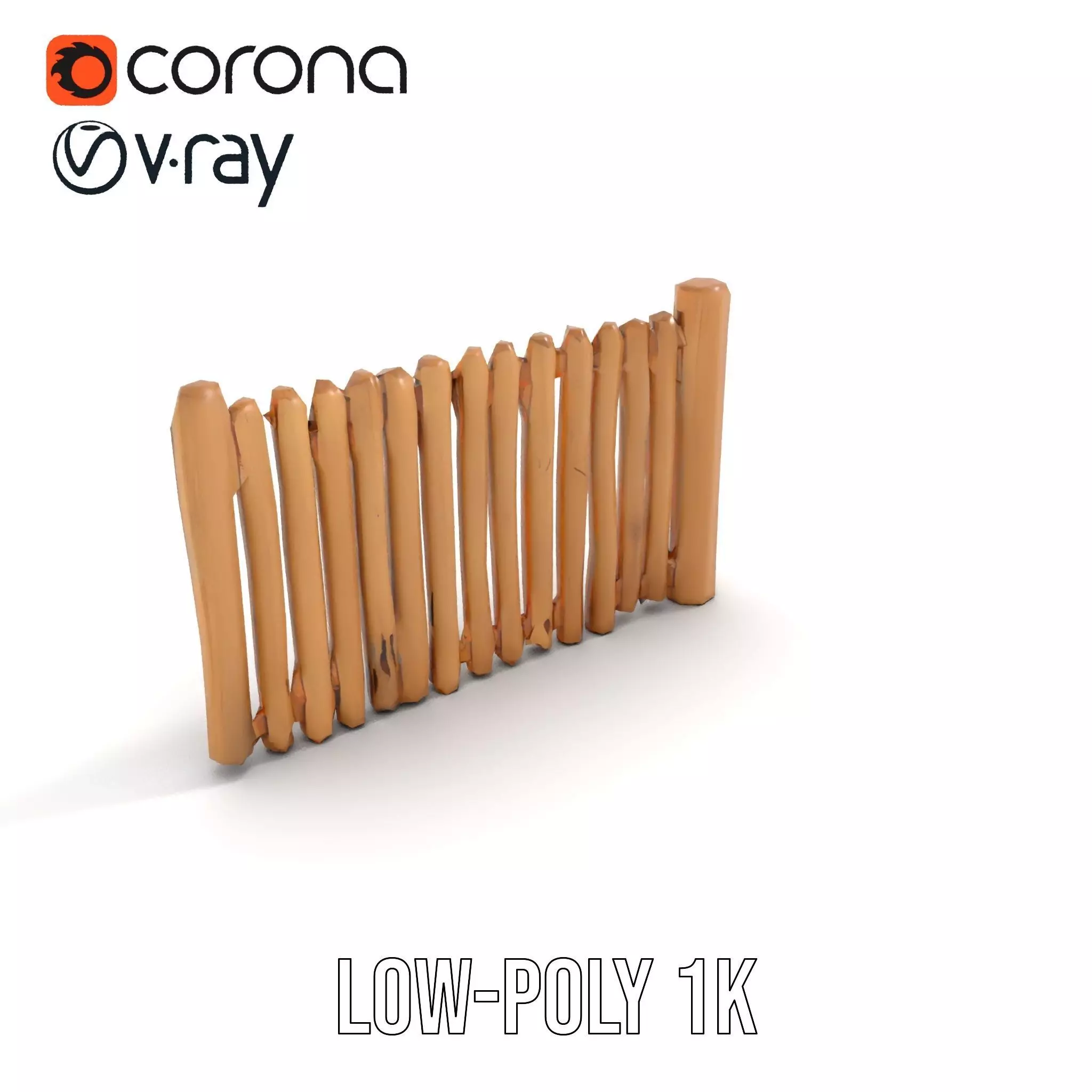 Rustic Wooden Fence model pack Low-poly 3D model_7