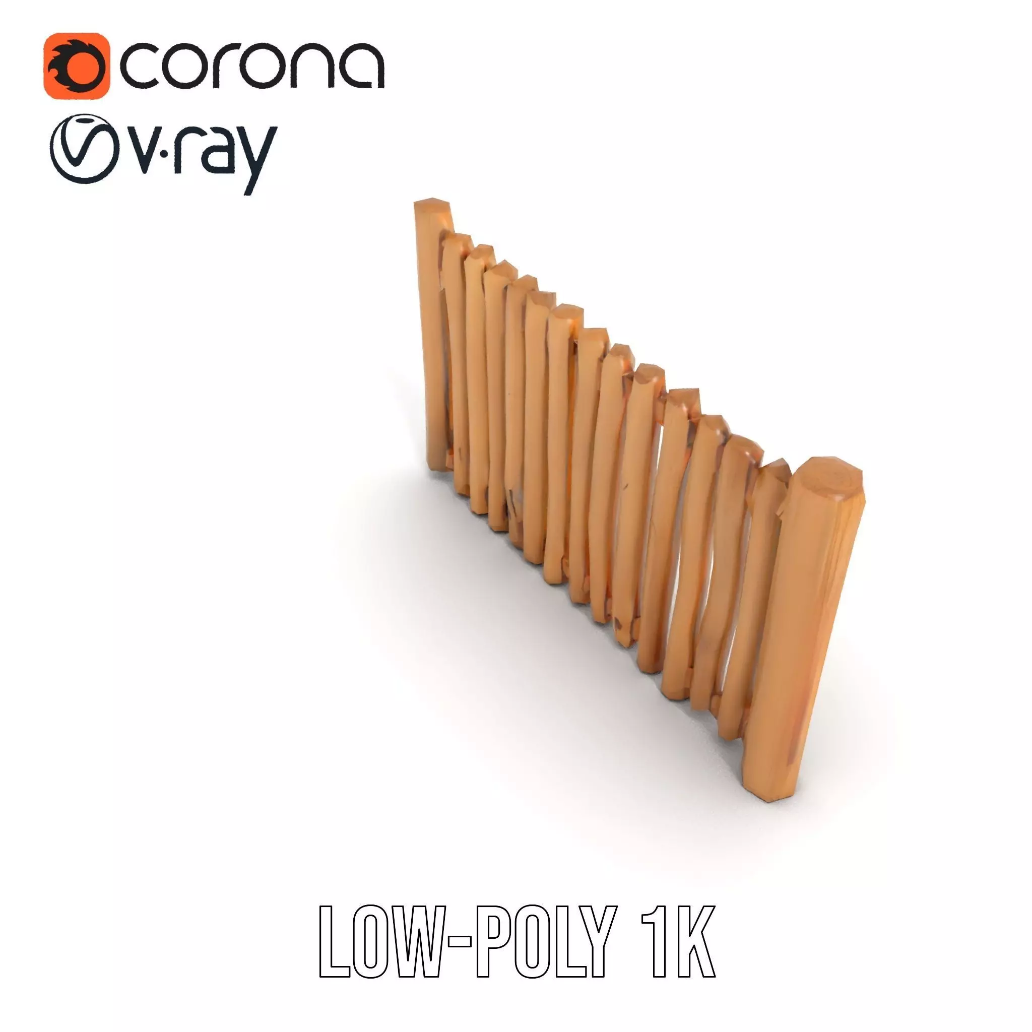 Rustic Wooden Fence model pack Low-poly 3D model_9