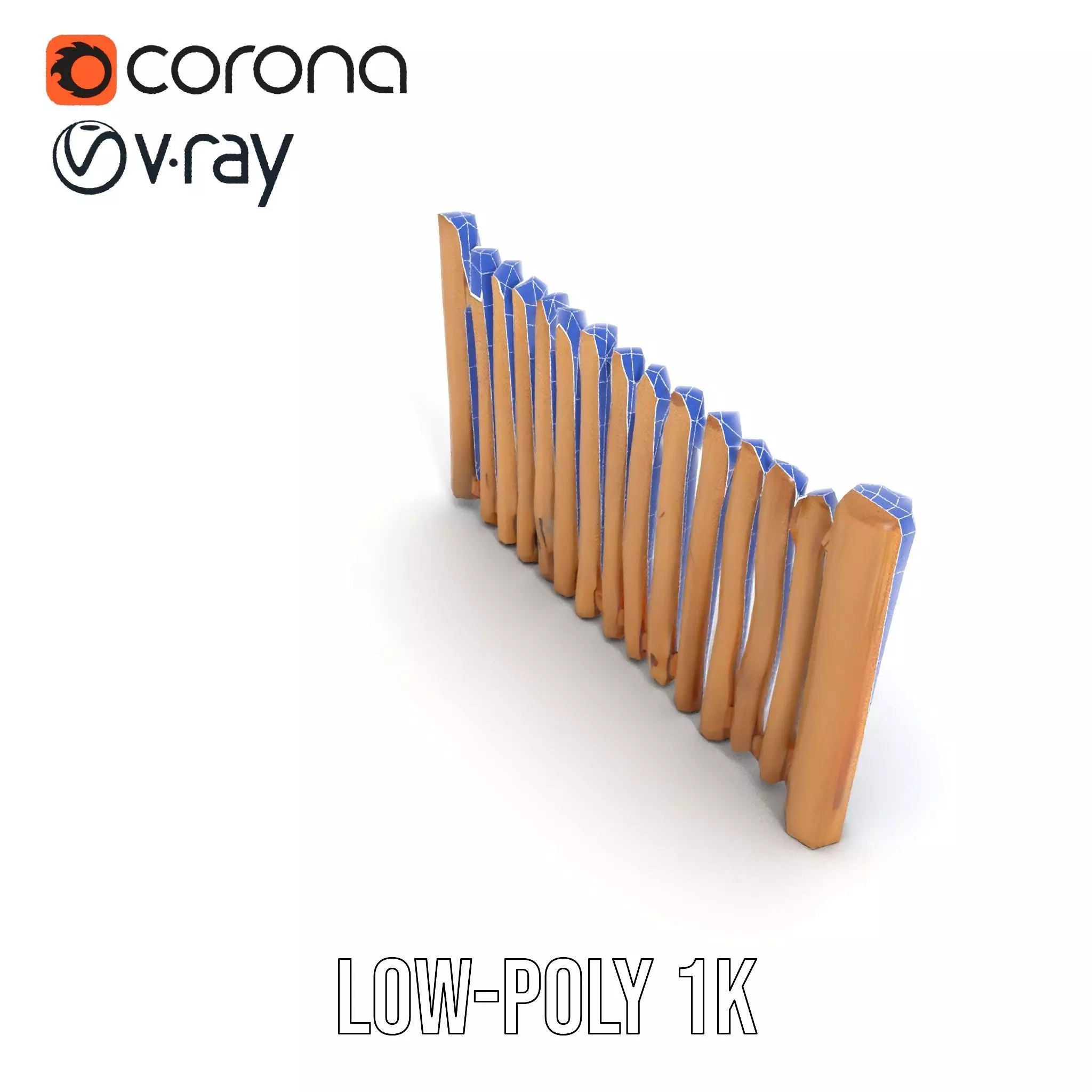 Rustic Wooden Fence model pack Low-poly 3D model_30