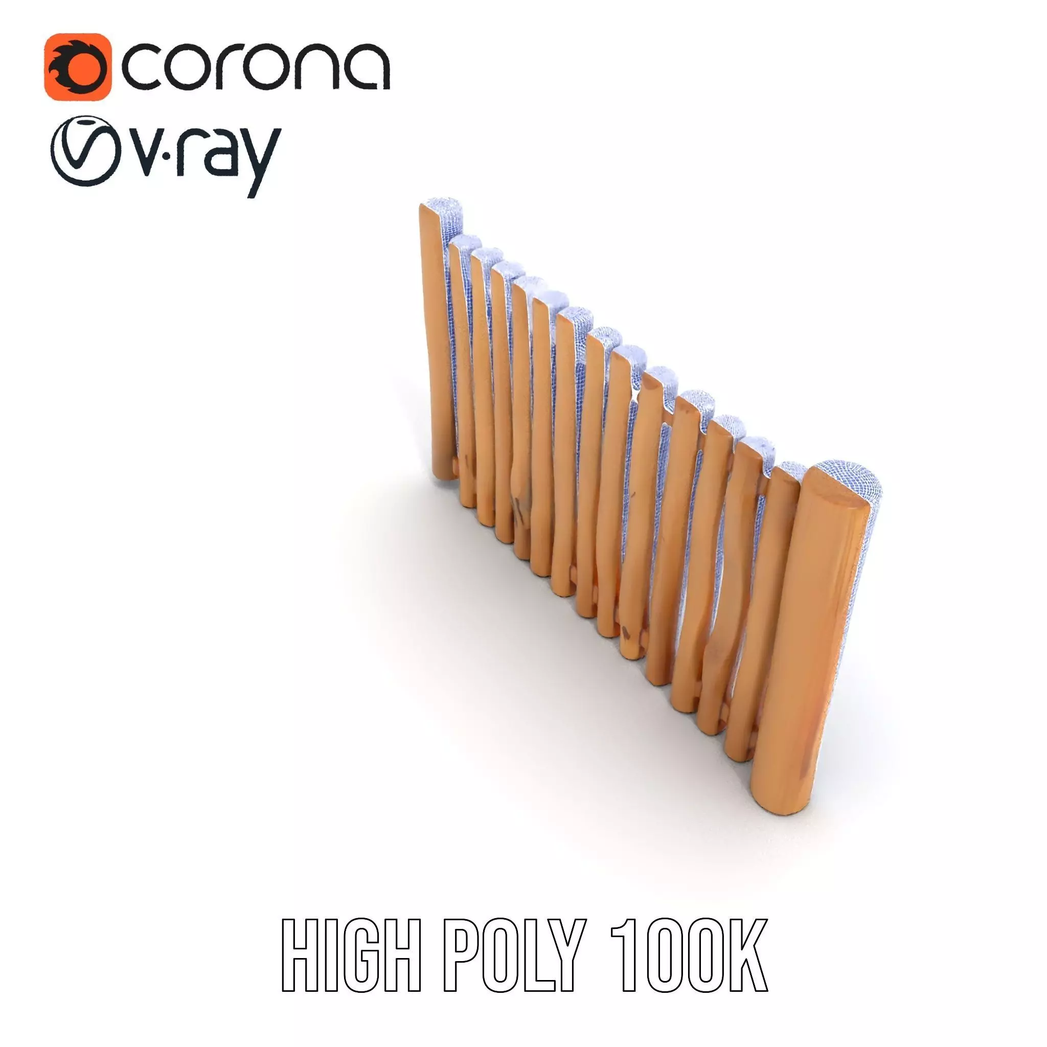 Rustic Wooden Fence model pack Low-poly 3D model_34