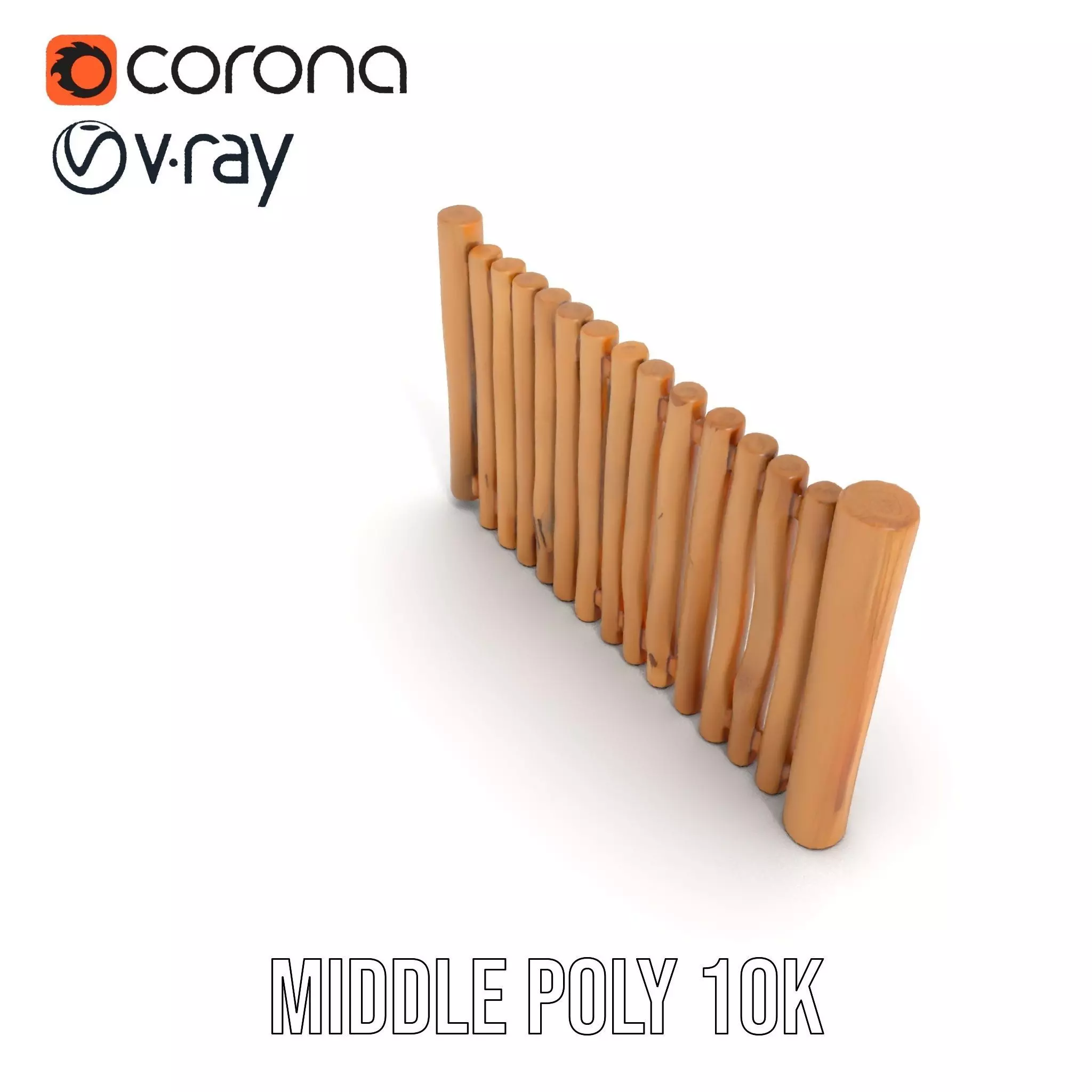 Rustic Wooden Fence model pack Low-poly 3D model_5
