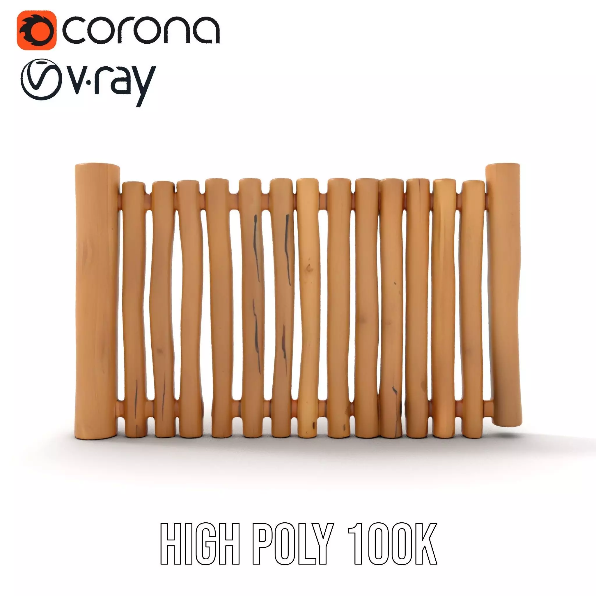 Rustic Wooden Fence model pack Low-poly 3D model_31
