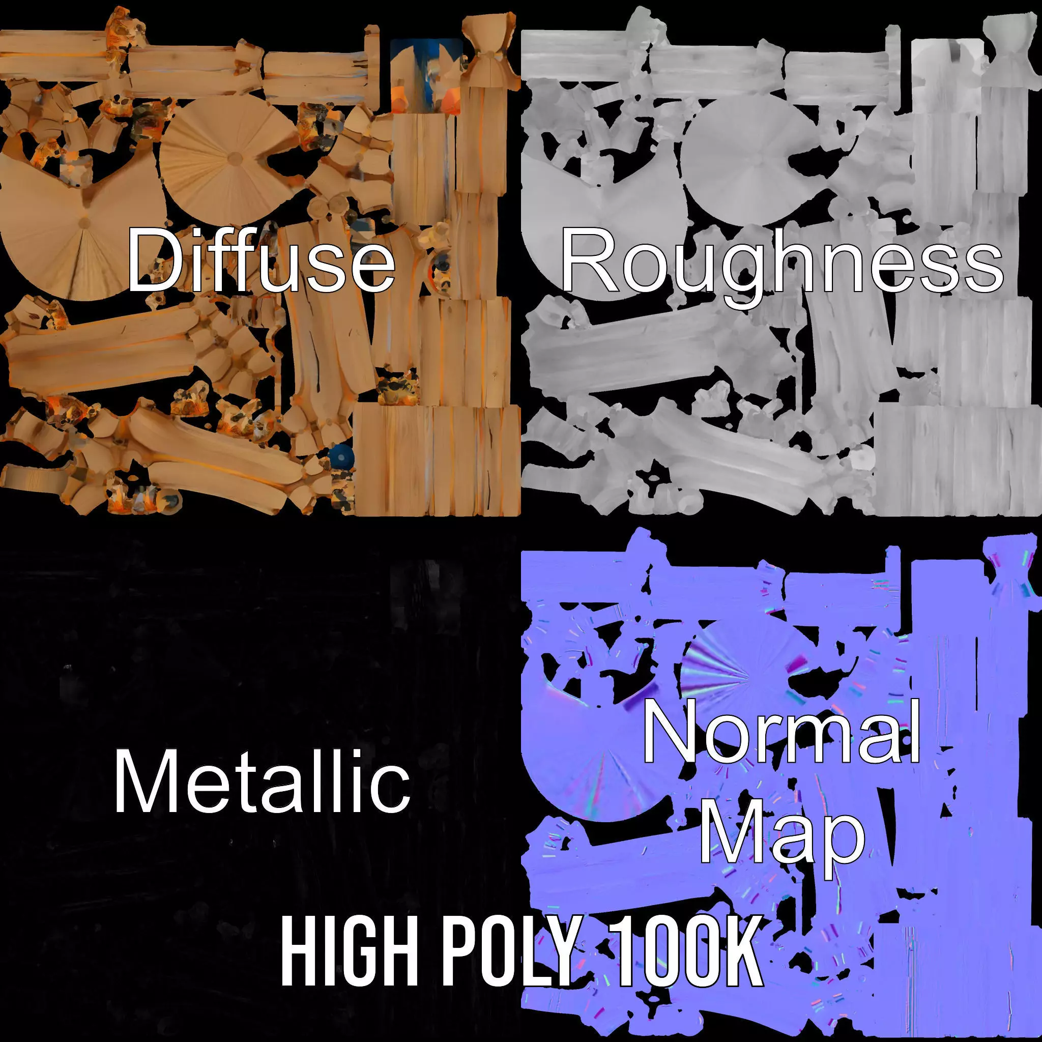 Rustic Wooden Fence model pack Low-poly 3D model_3