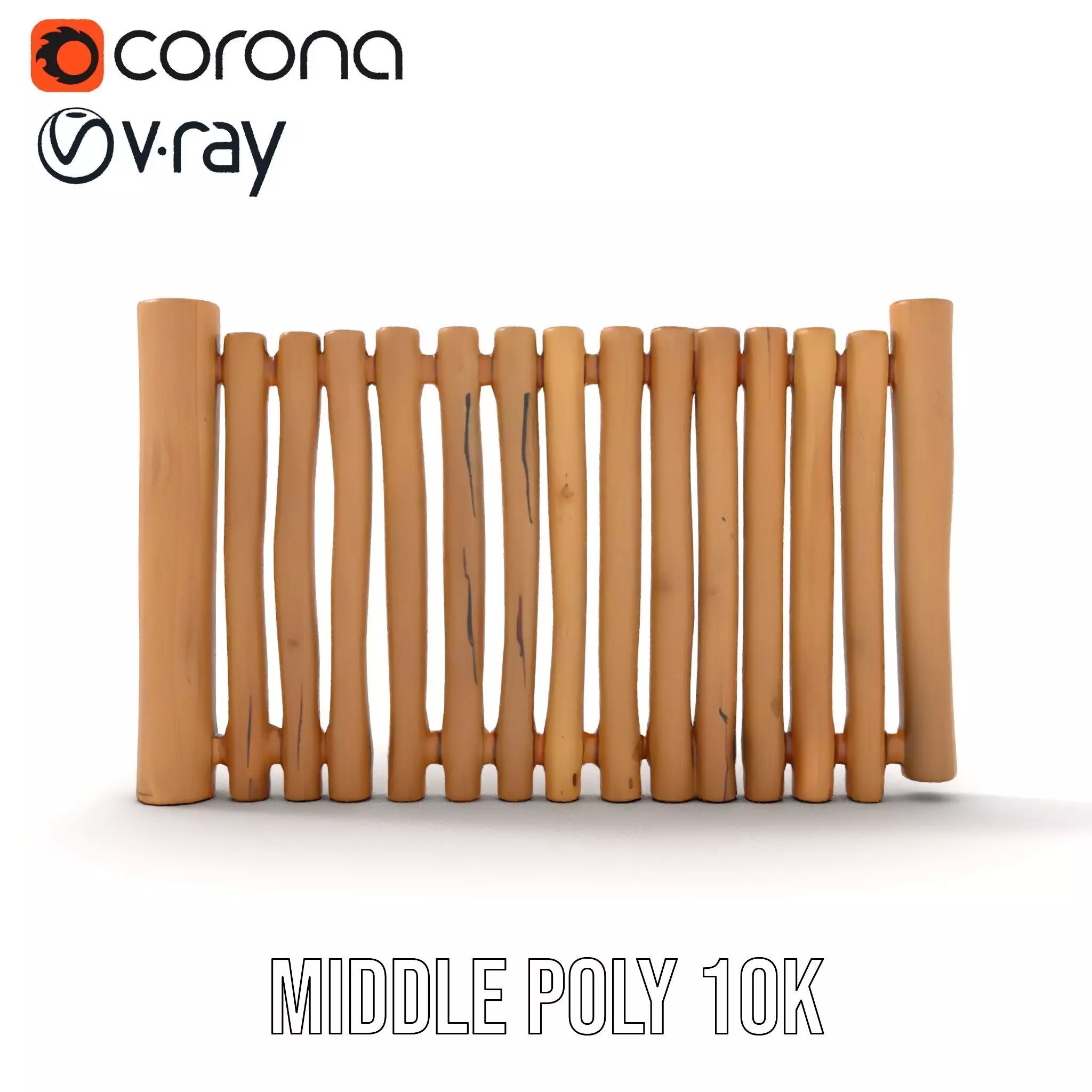 Rustic Wooden Fence model pack Low-poly 3D model_13