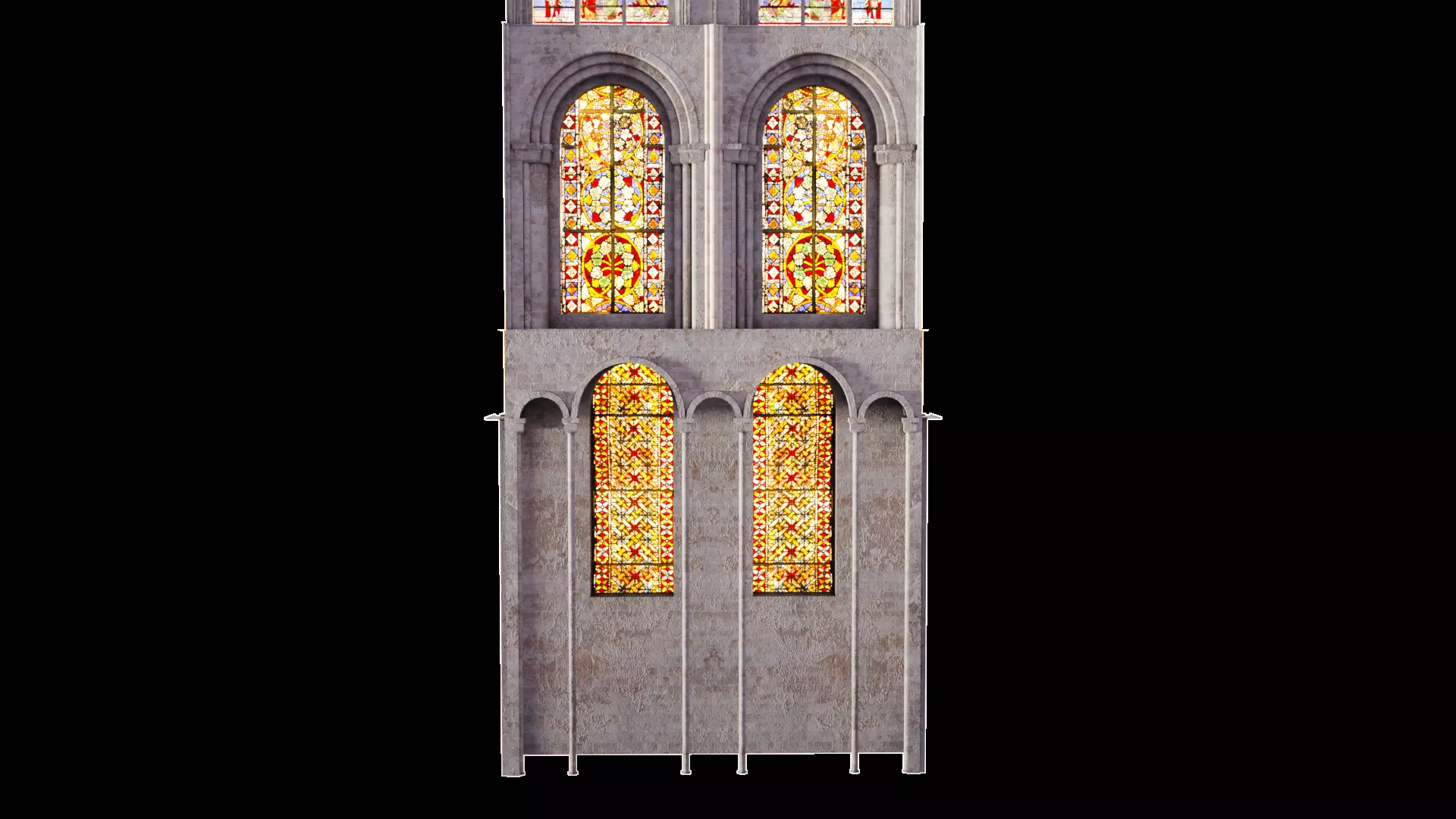 Cathedral Transept Big Stained Glass Wall - ONLY  Low-poly 3D model_14