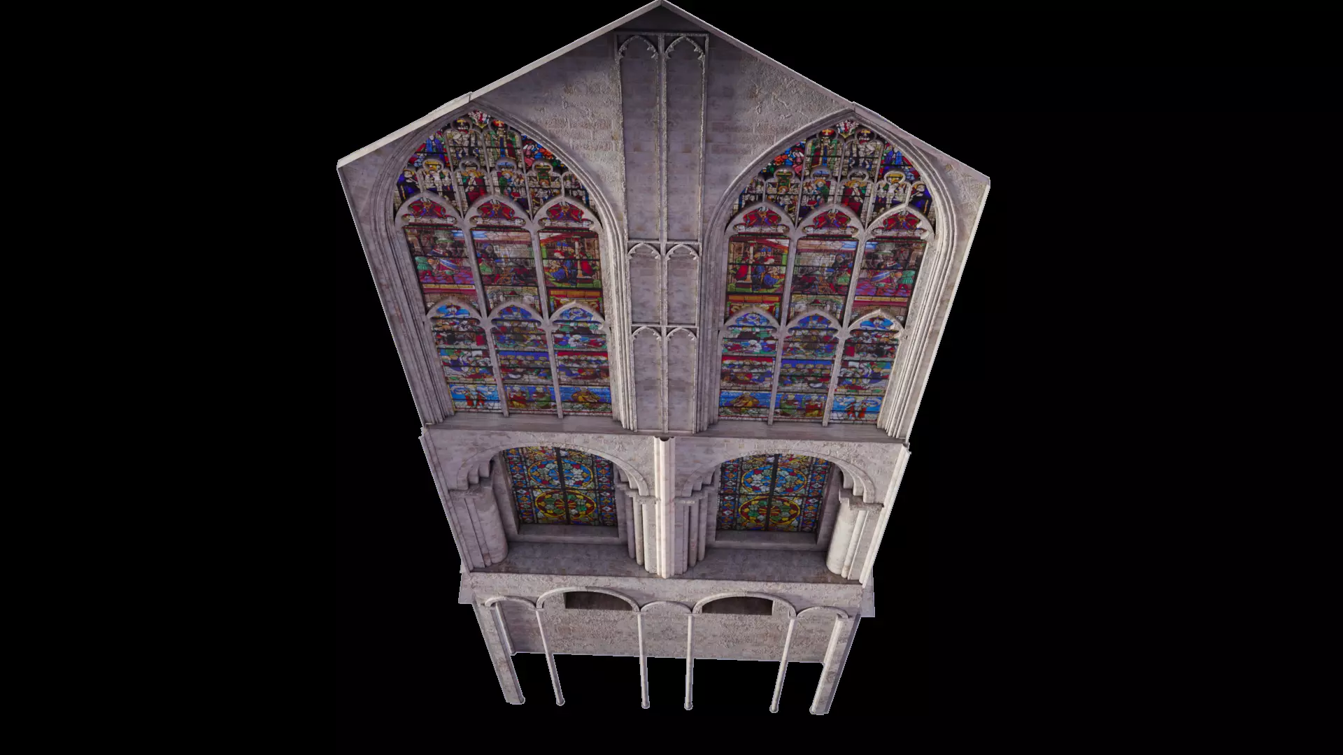Cathedral Transept Big Stained Glass Wall - ONLY  Low-poly 3D model_4