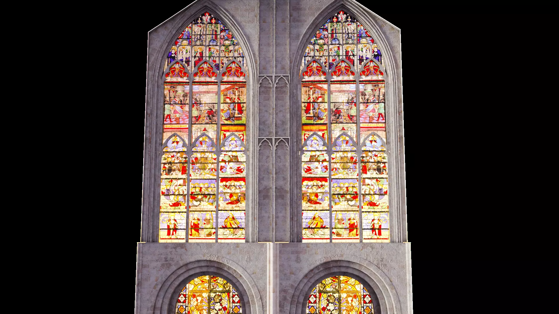 Cathedral Transept Big Stained Glass Wall - ONLY  Low-poly 3D model_13