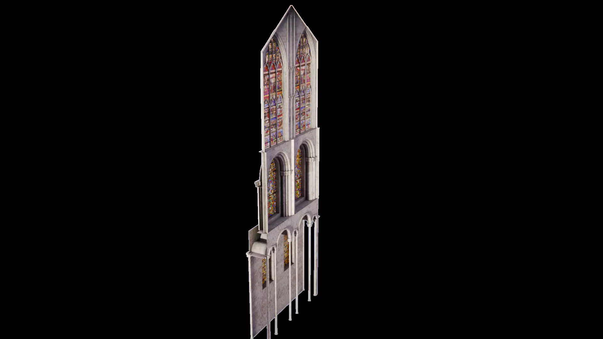 Cathedral Transept Big Stained Glass Wall - ONLY  Low-poly 3D model_10