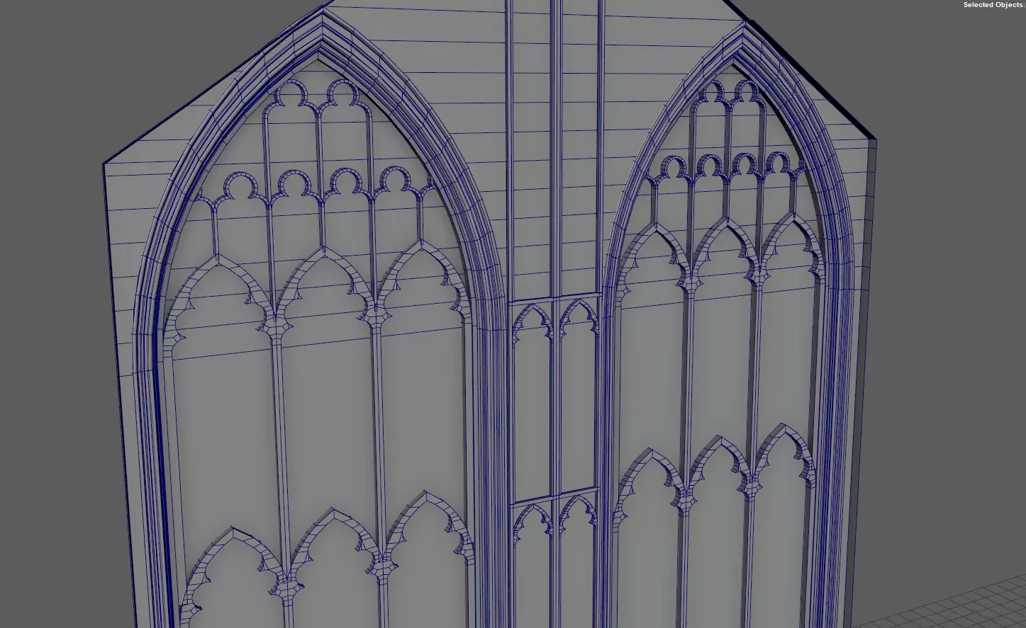 Cathedral Transept Big Stained Glass Wall - ONLY  Low-poly 3D model_8
