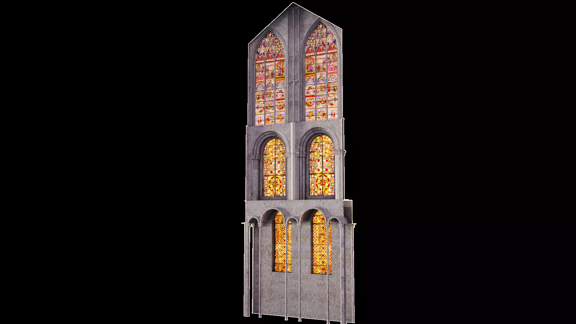Cathedral Transept Big Stained Glass Wall - ONLY  Low-poly 3D model_0