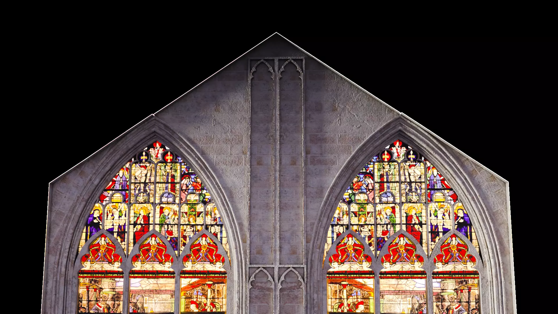 Cathedral Transept Big Stained Glass Wall - ONLY  Low-poly 3D model_12