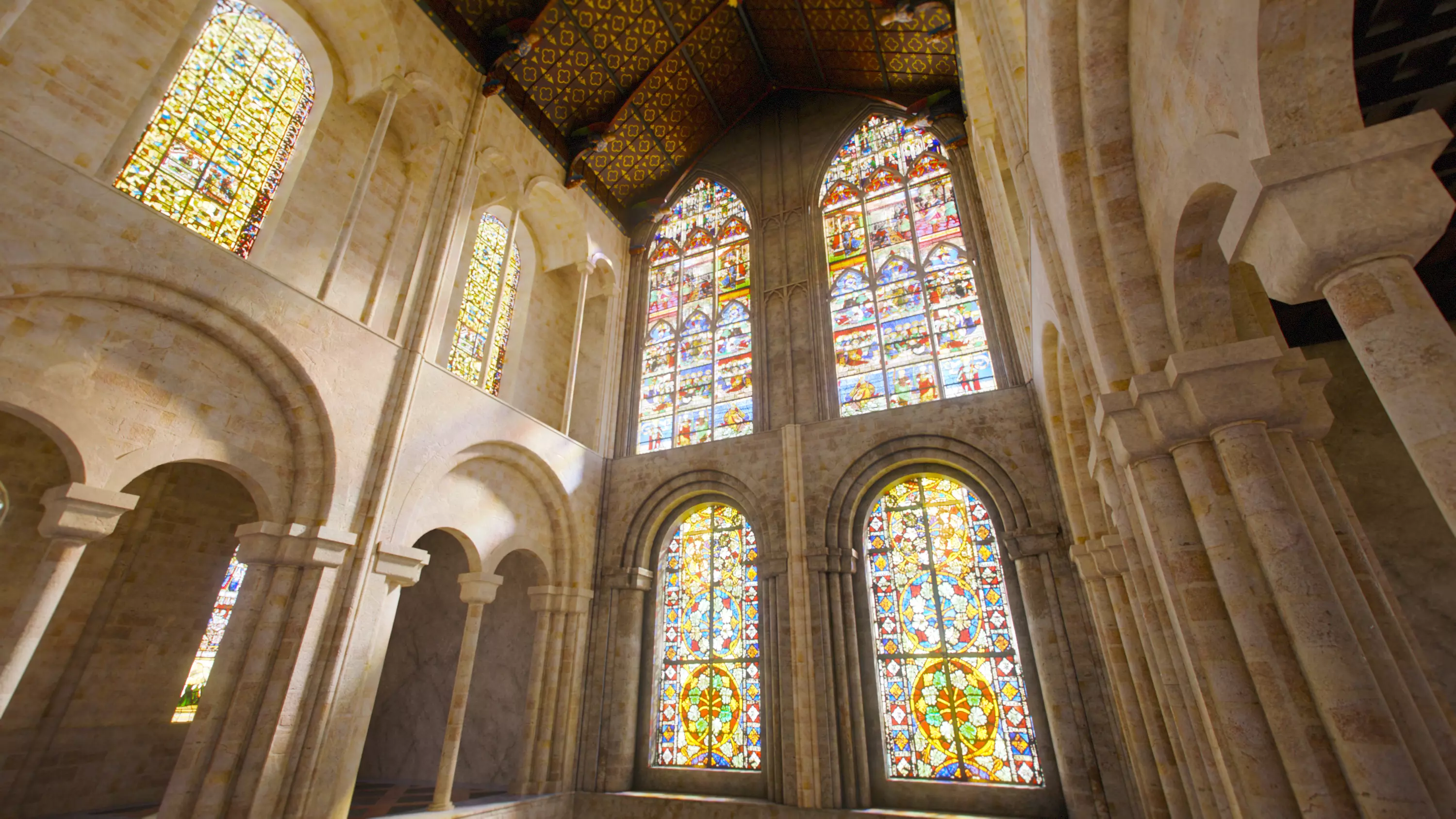 Cathedral Transept Big Stained Glass Wall - ONLY  Low-poly 3D model_5