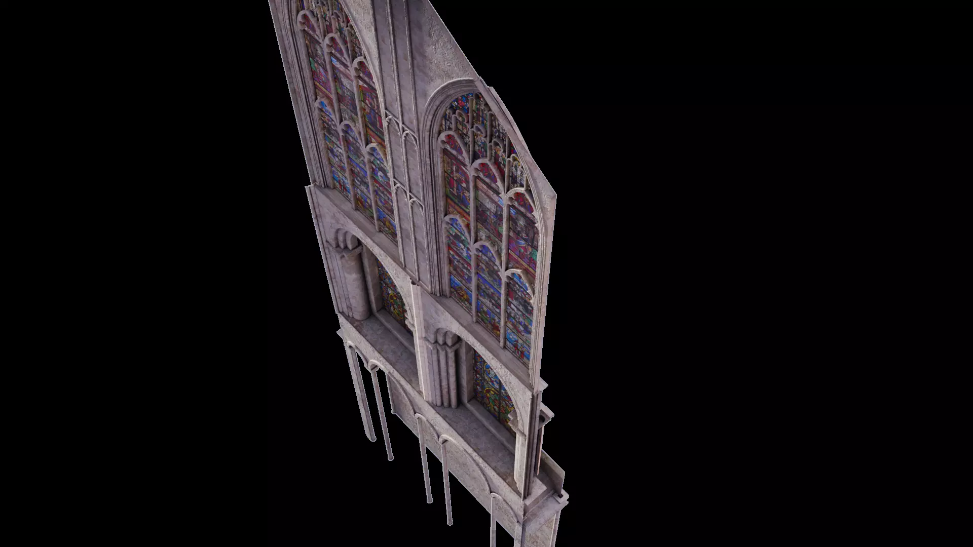 Cathedral Transept Big Stained Glass Wall - ONLY  Low-poly 3D model_11