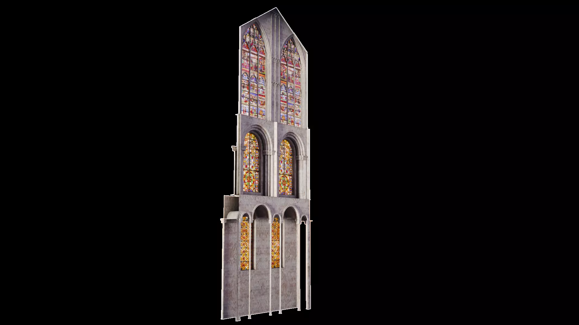 Cathedral Transept Big Stained Glass Wall - ONLY  Low-poly 3D model_3