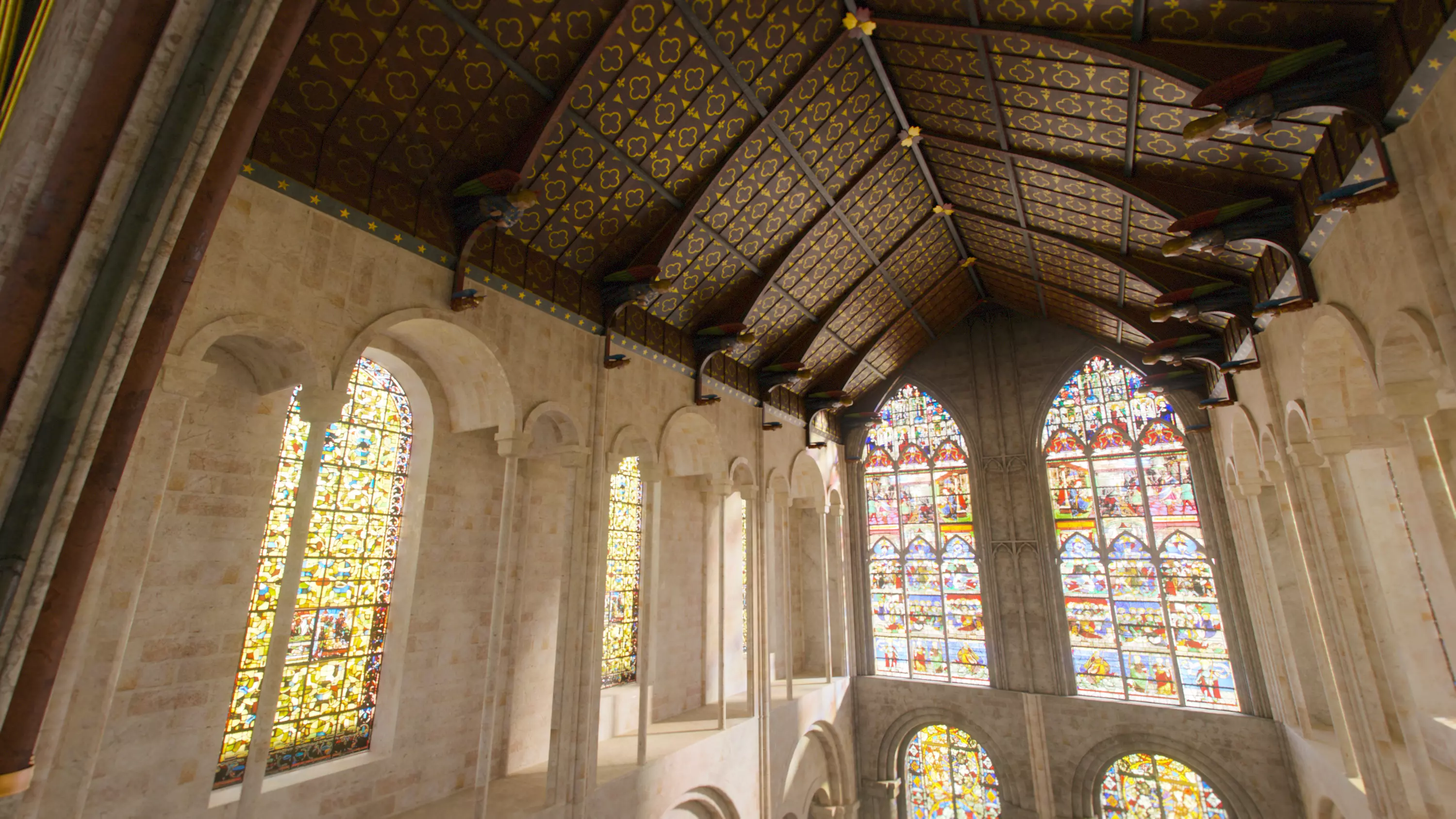 Cathedral Transept Big Stained Glass Wall - ONLY  Low-poly 3D model_7