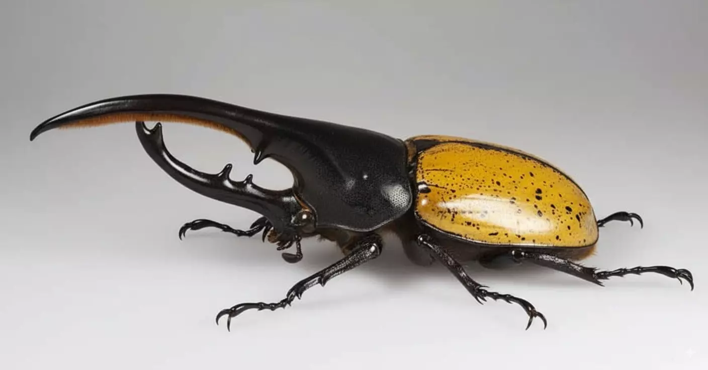 Realistic Hercules Beetle Detailed Insect Horns Glossy Shell Low-poly 3D model_2