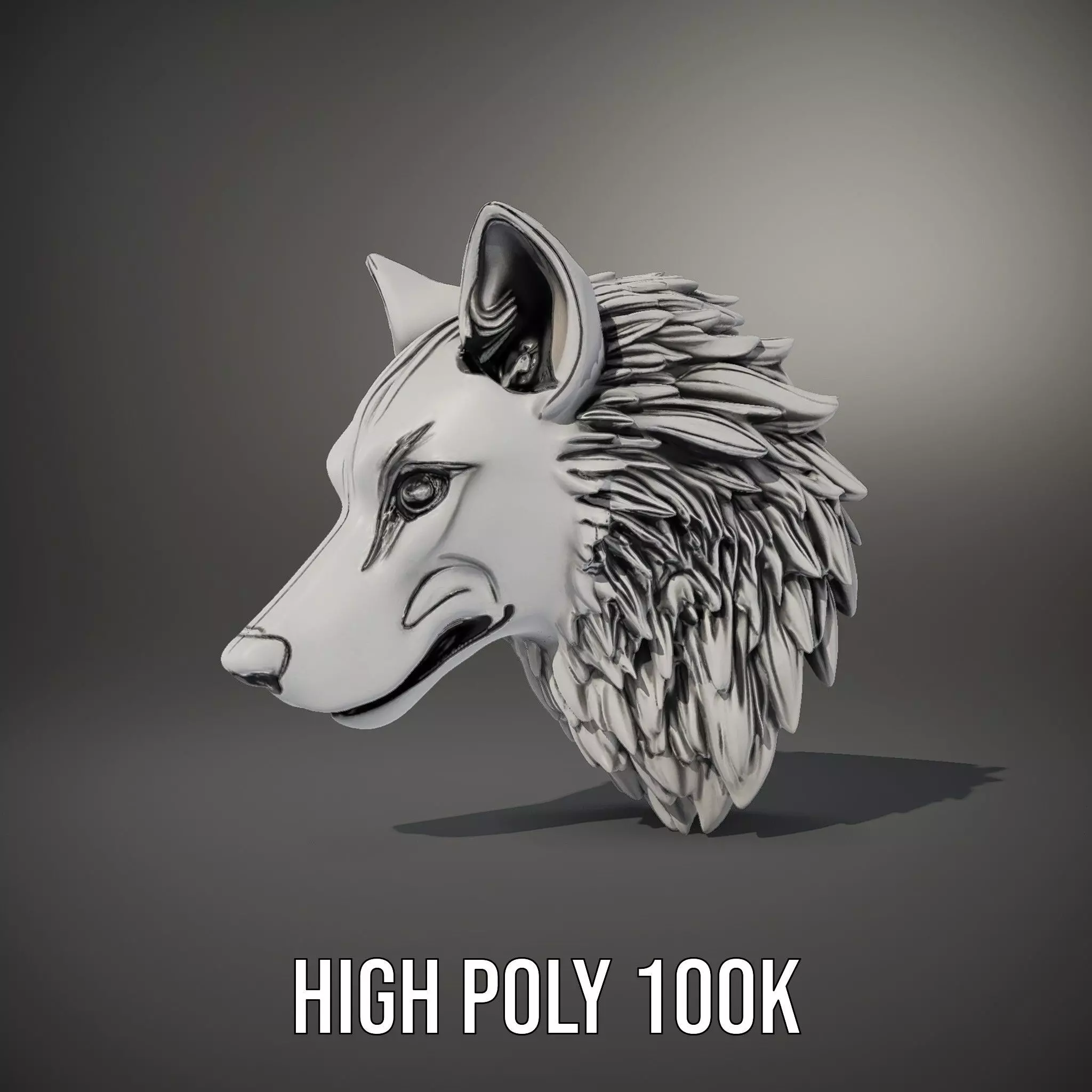 Silver Wolf Pendant model pack Low-poly 3D model_8